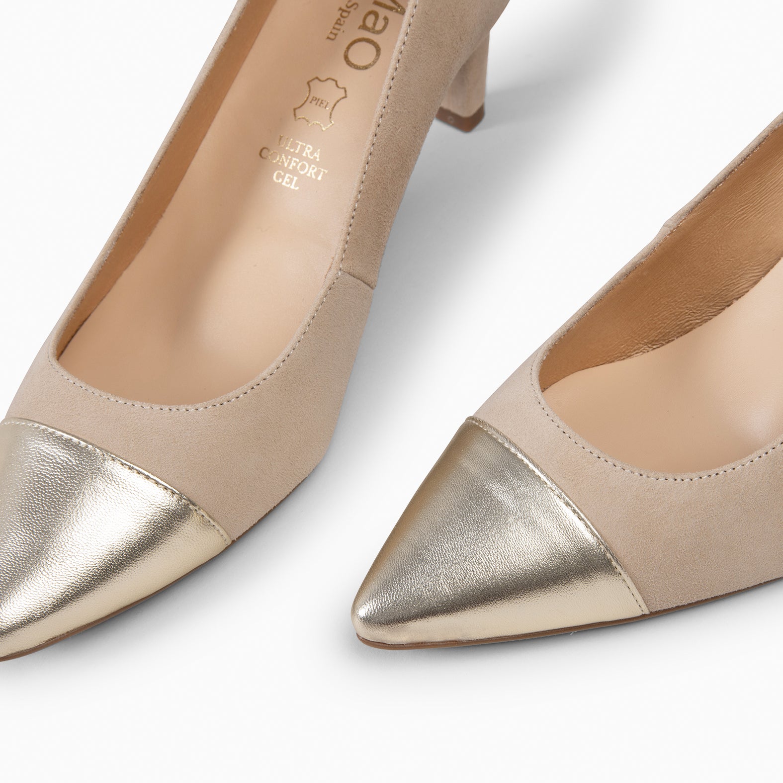 LILLY S - CAMEL TWO-TONE HEELED SHOES