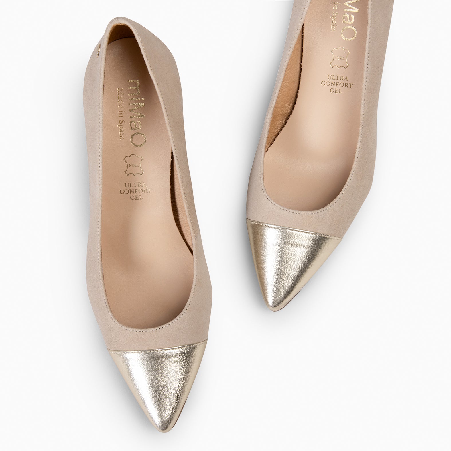 LILLY S - CAMEL TWO-TONE HEELED SHOES