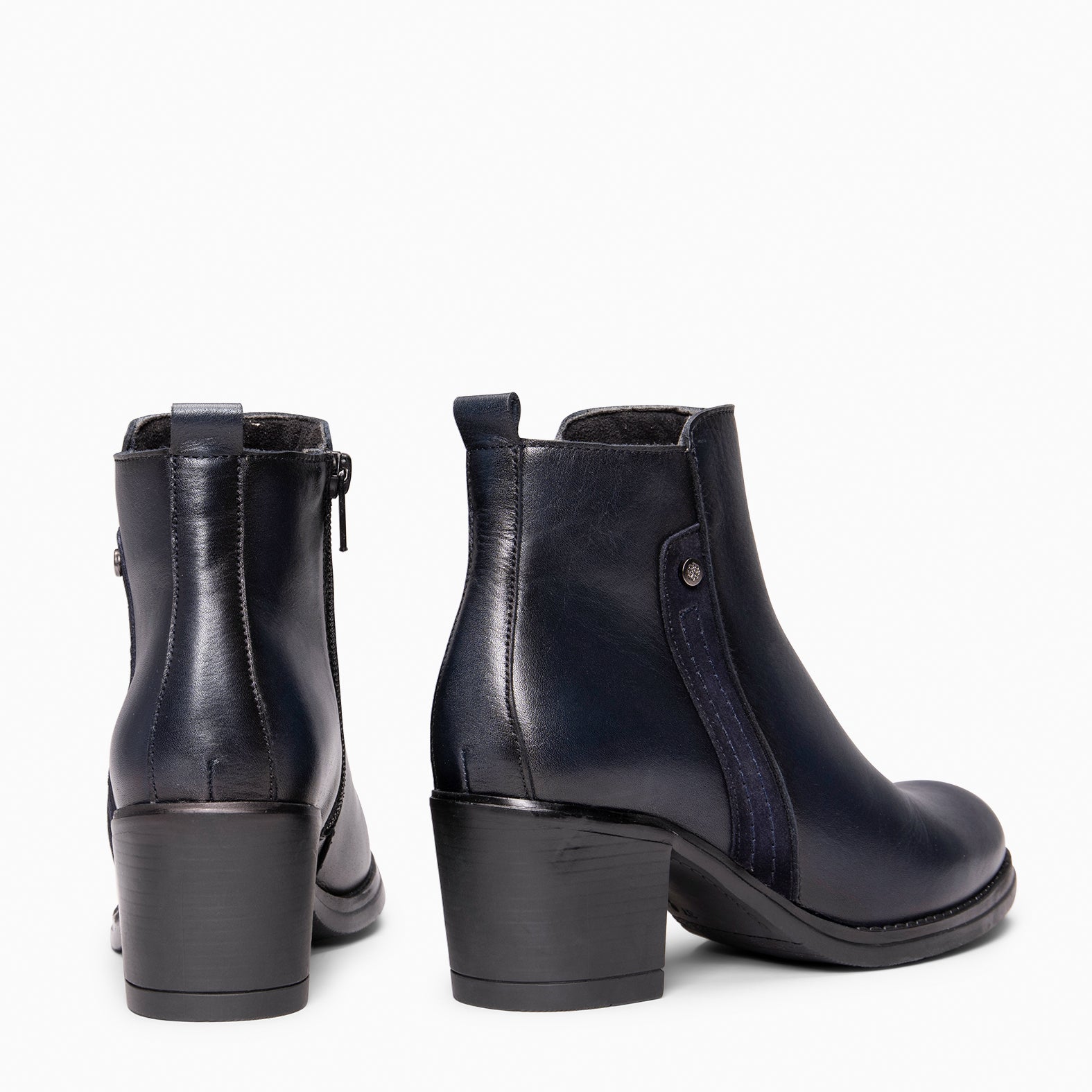 MONTSE – Botín de tacón ancho de piel MARINO