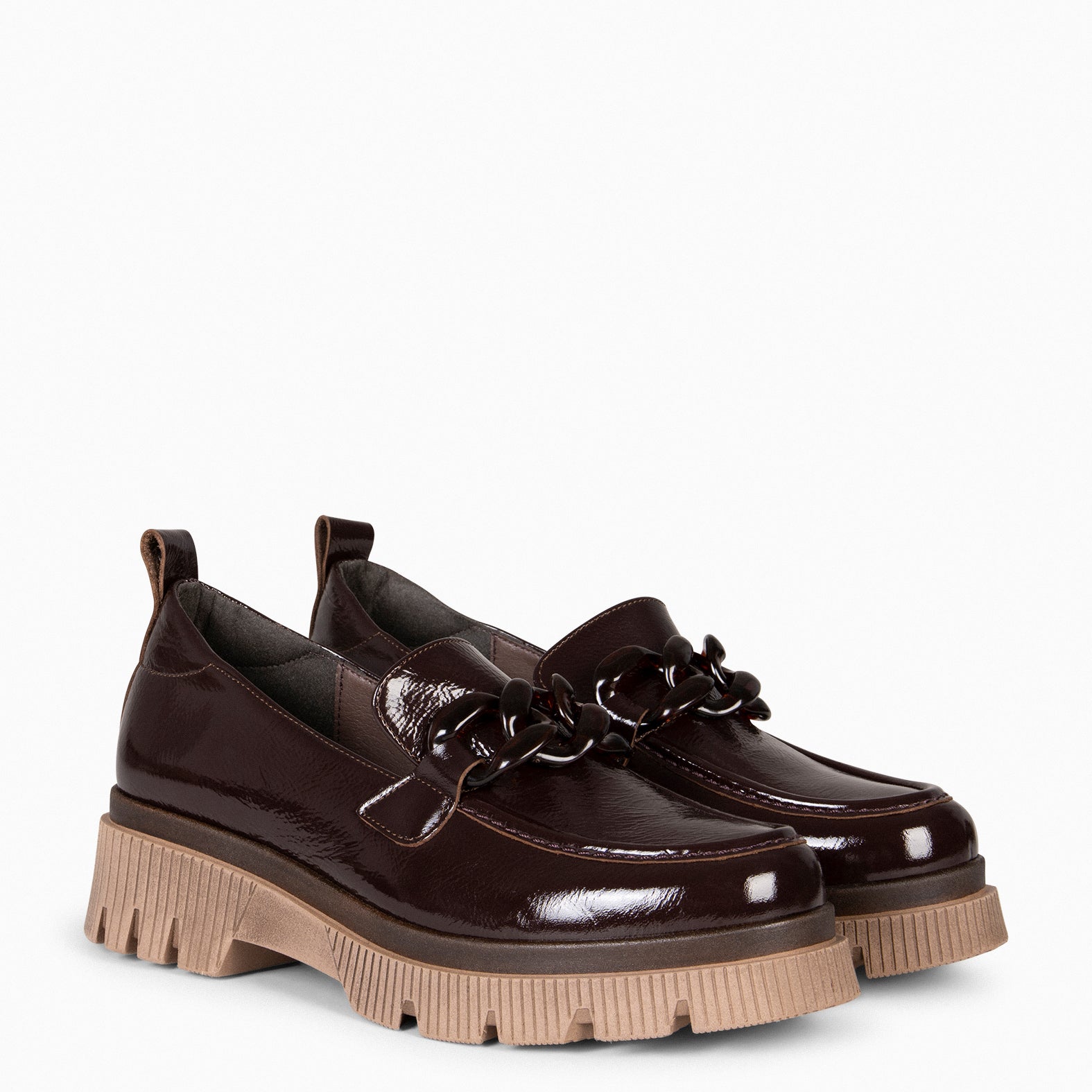 LOLA - BROWN moccasin with track sole 