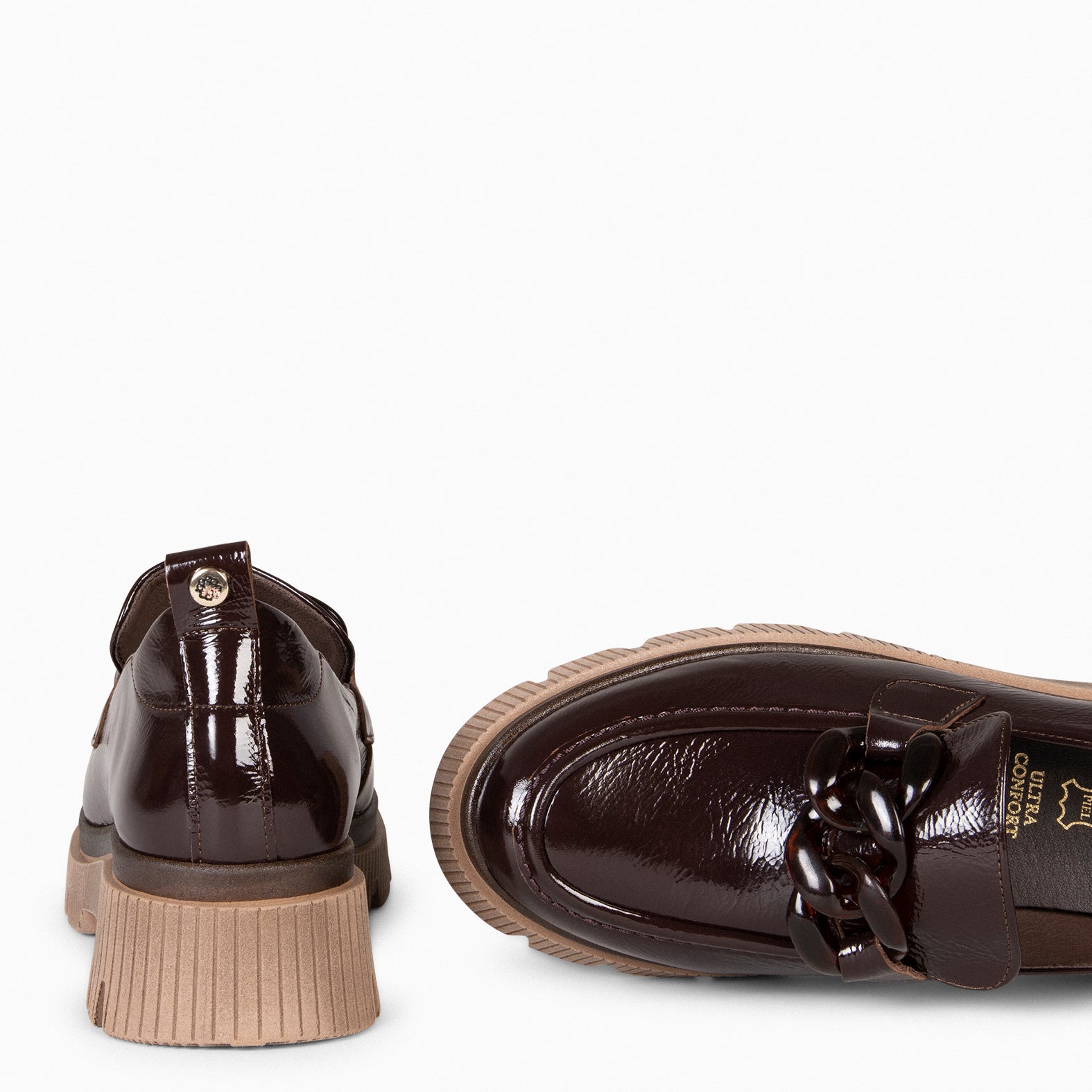 LOLA - BROWN moccasin with track sole 