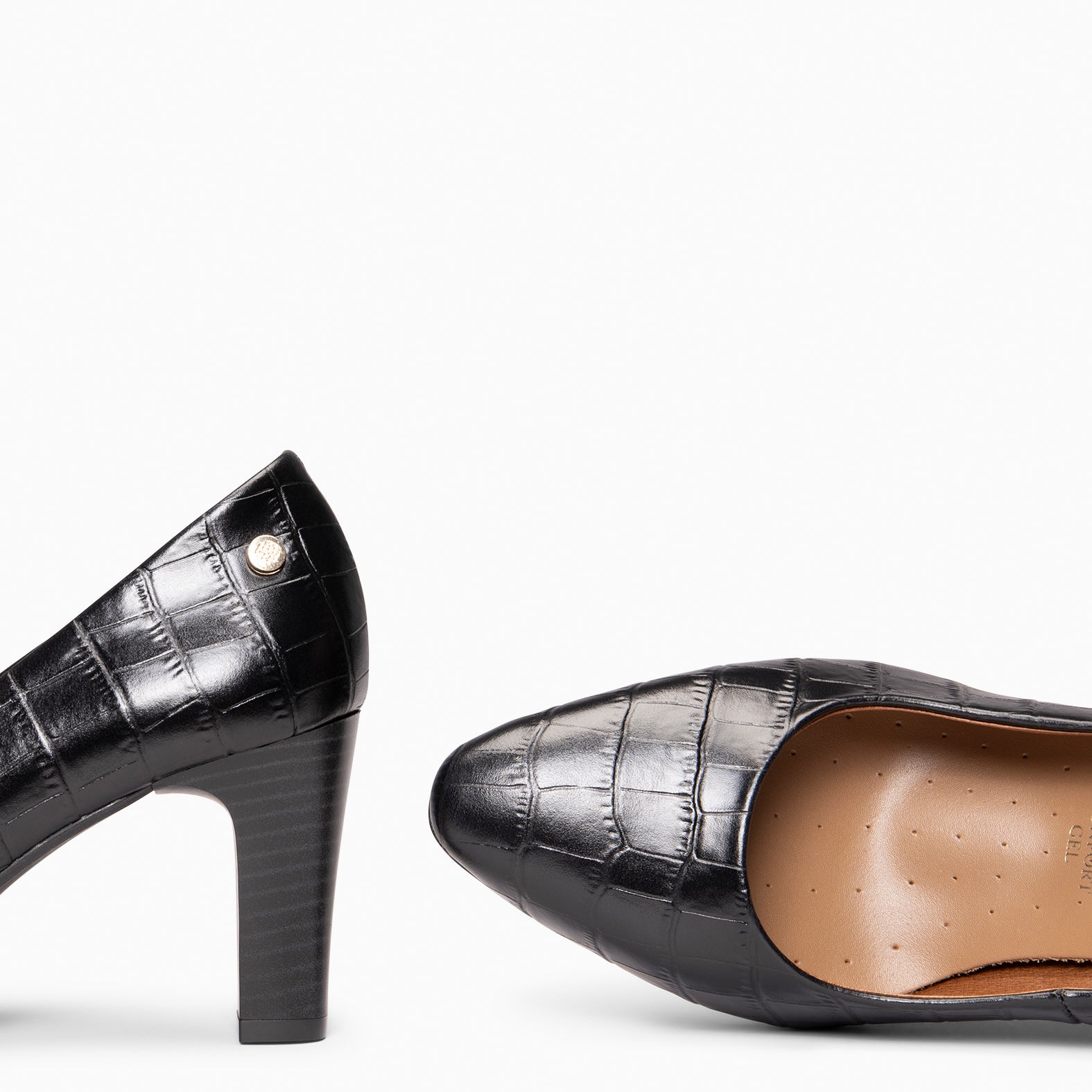 SABELA COCO – Zapato de tacón medio en piel NEGRO