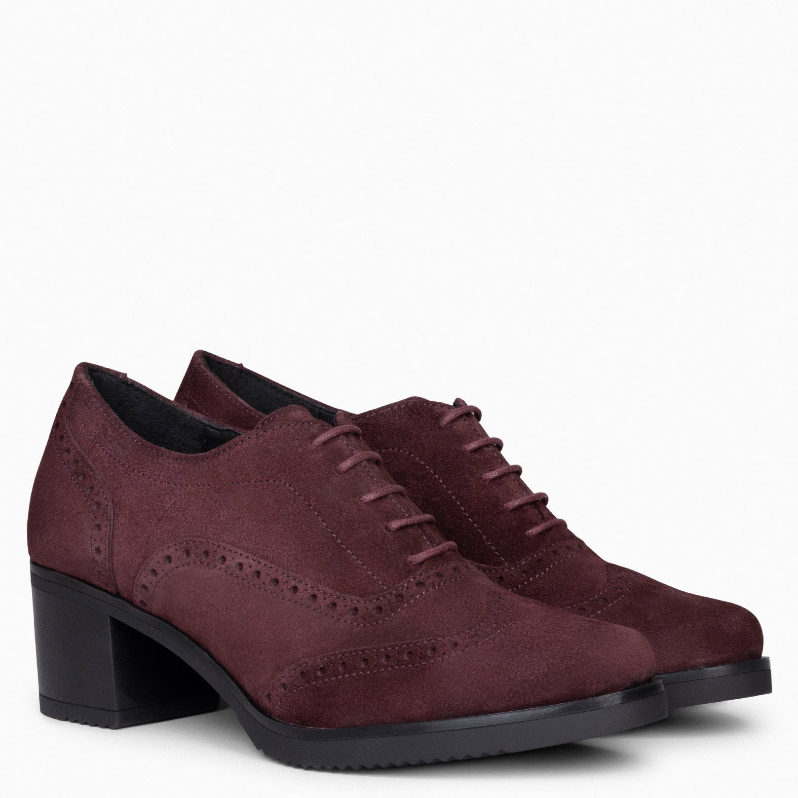 OXFORD Blucher pour femme talon BORDEAUX