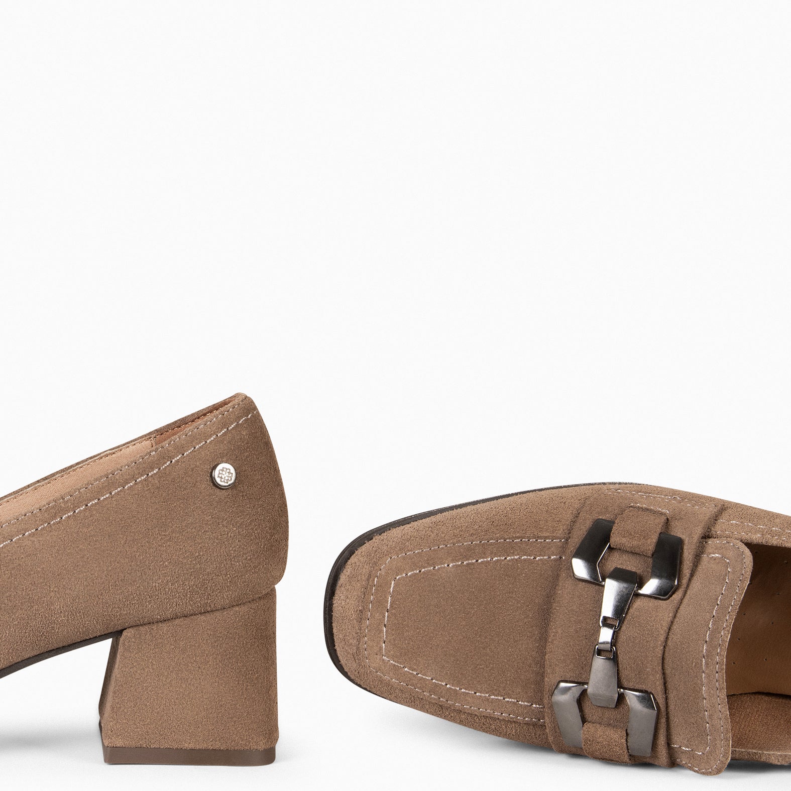 CAMILA – TAUPE block heel moccasins