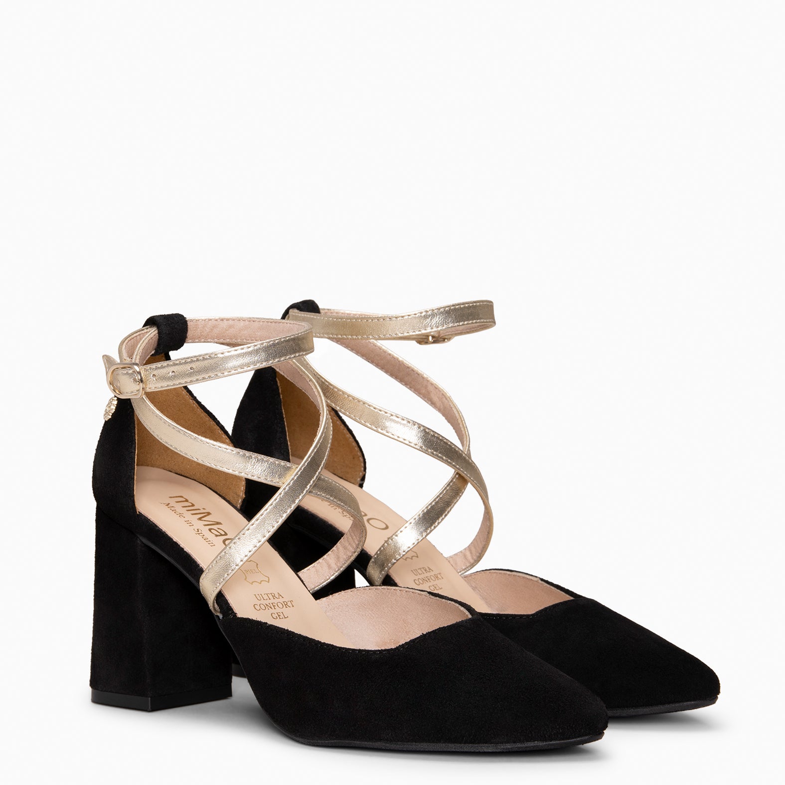 ARIEL - Zapato de tacón ancho NEGRO METAL