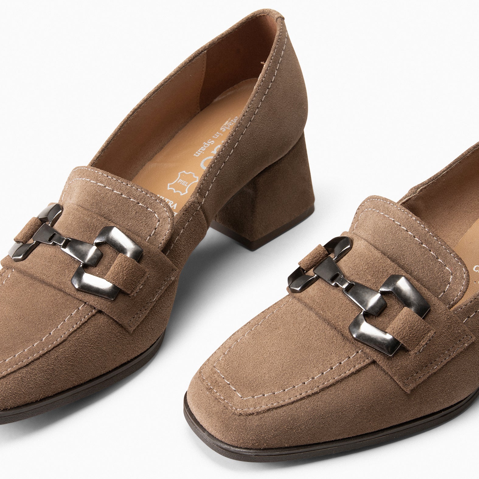 CAMILA – TAUPE block heel moccasins