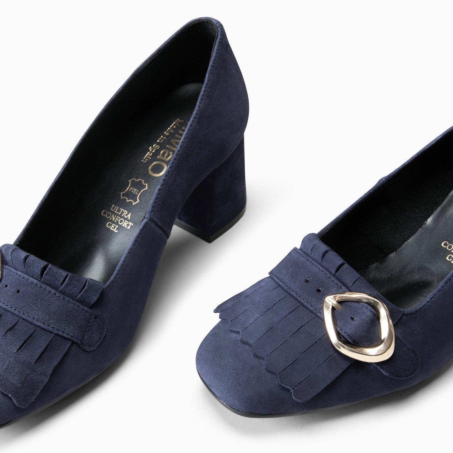 SISSI – Mocassins à talon en daim BLEU MARINE