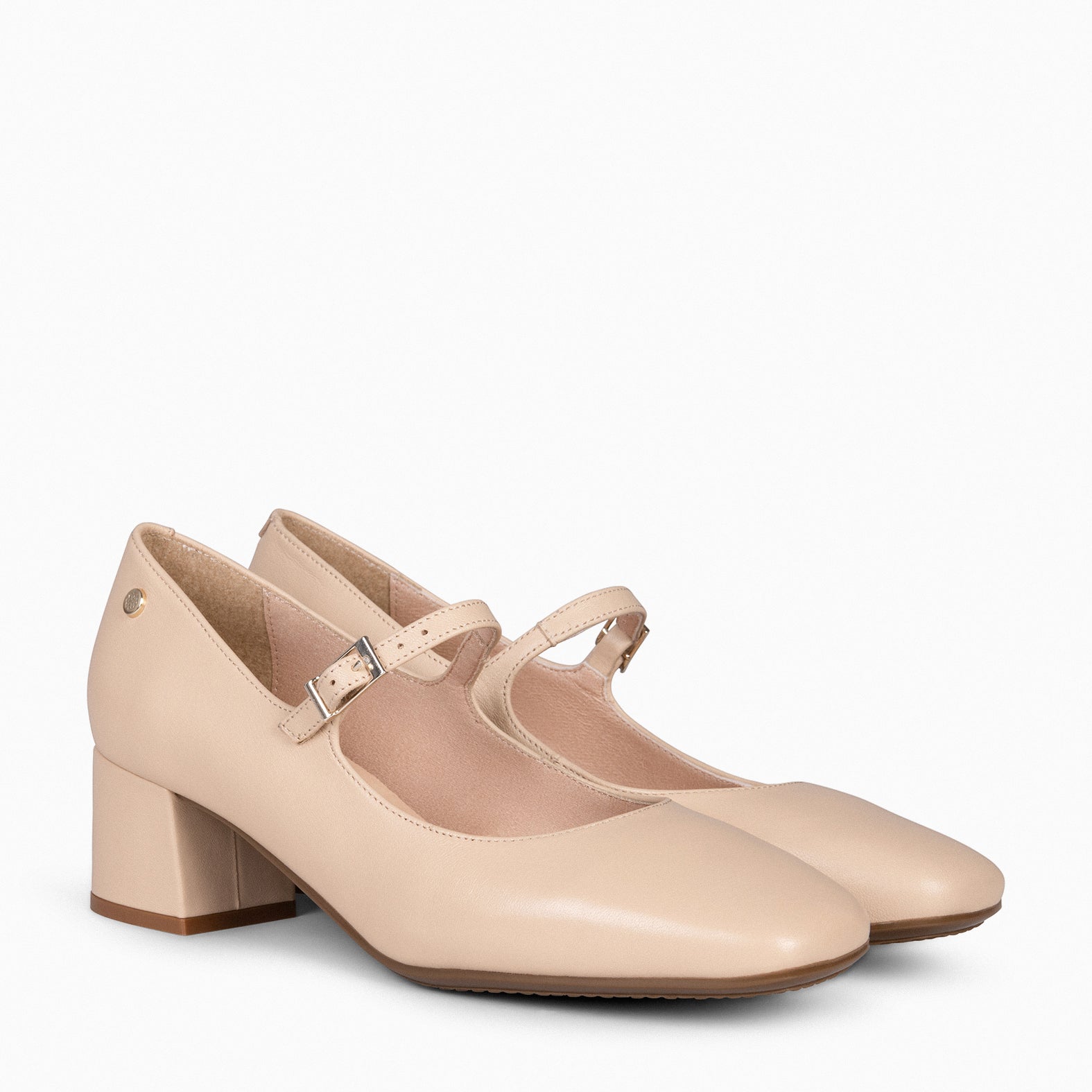 BELLA – BIEGE suede leather mary-jane shoes
