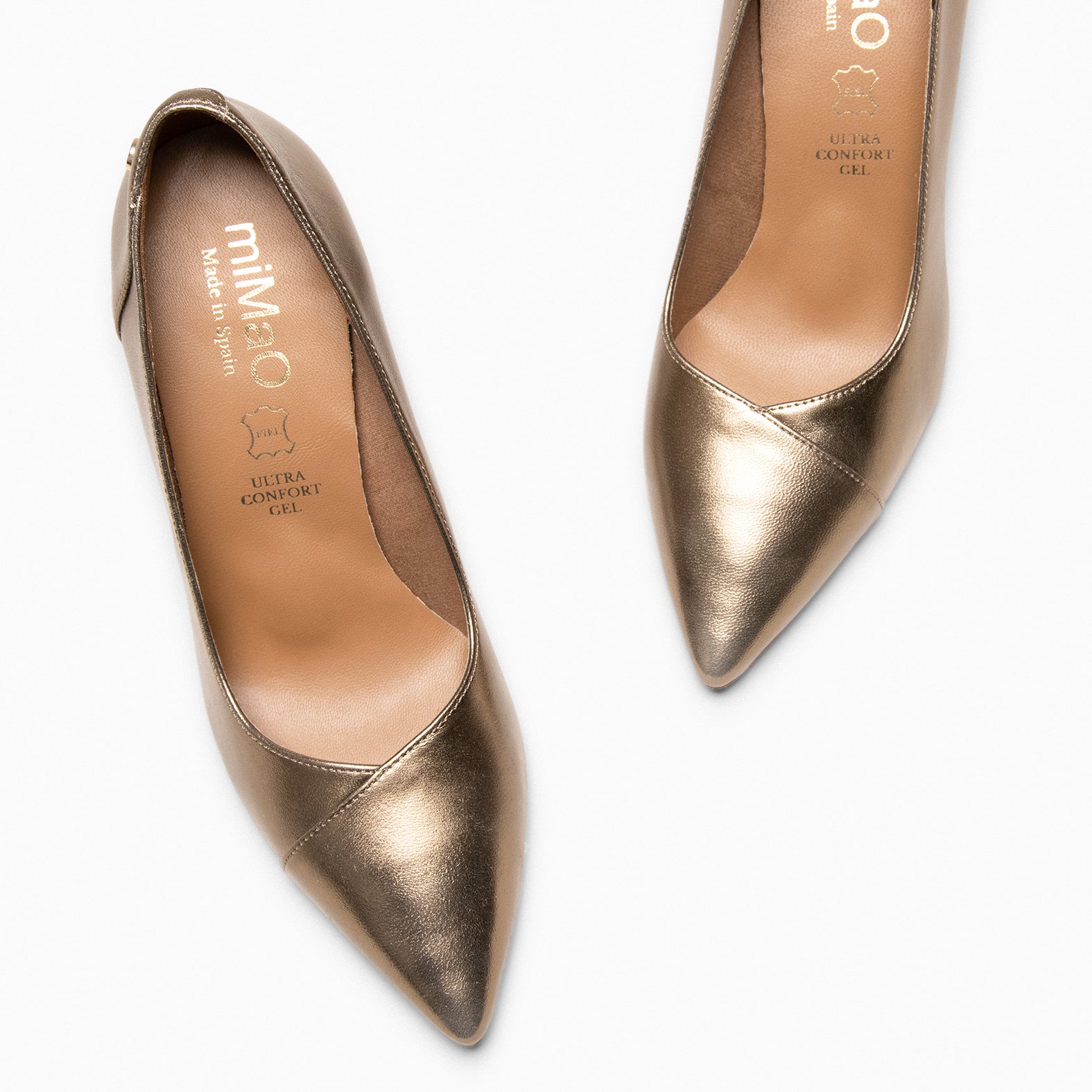 GLAM - Escarpins à talon haut en cuir DORÉ