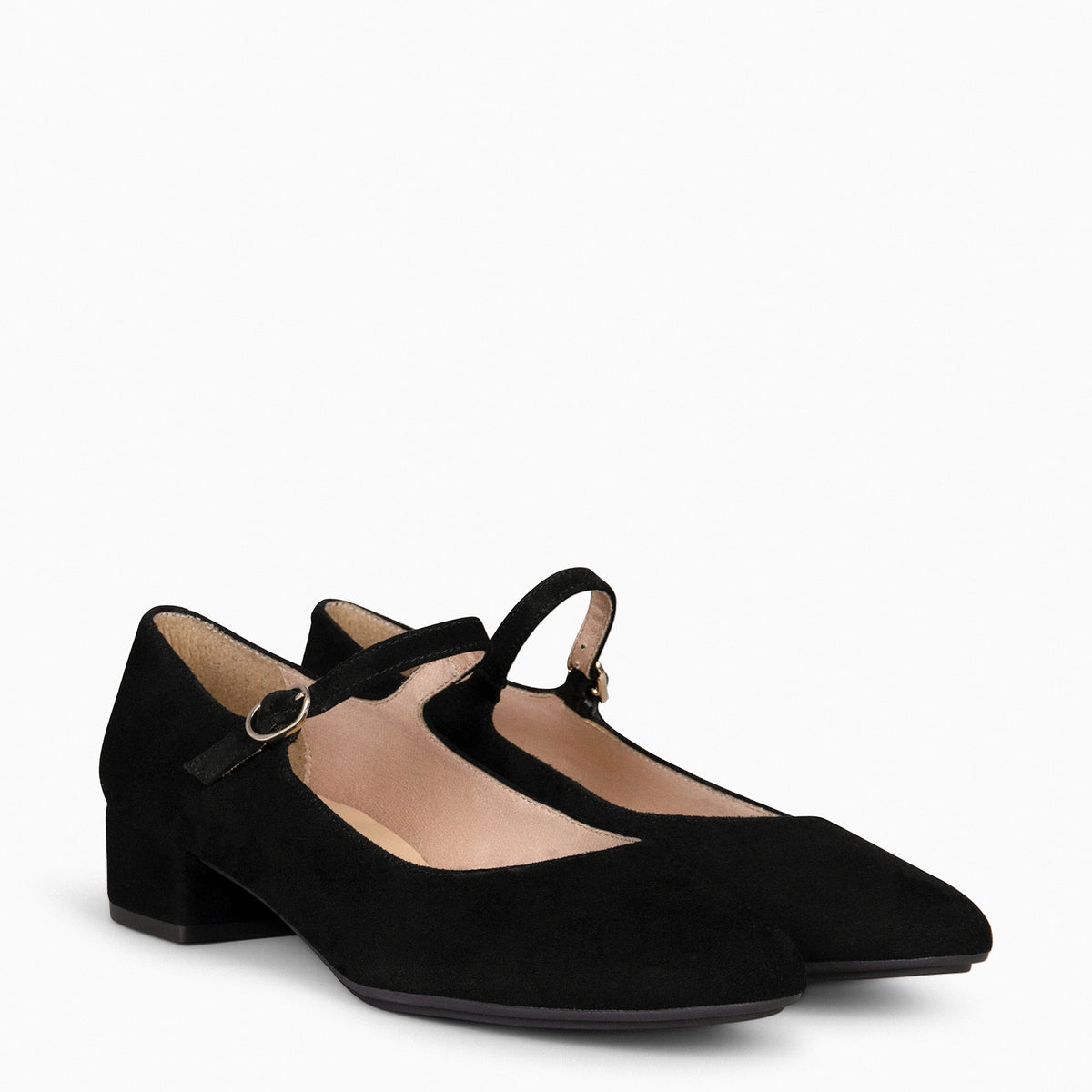 Zapatos De Tacón Ancho De Piel MiMaO | Plantilla De Gel, Pulsera Ajustable | Fabricados En España, Tacón 5 Cm