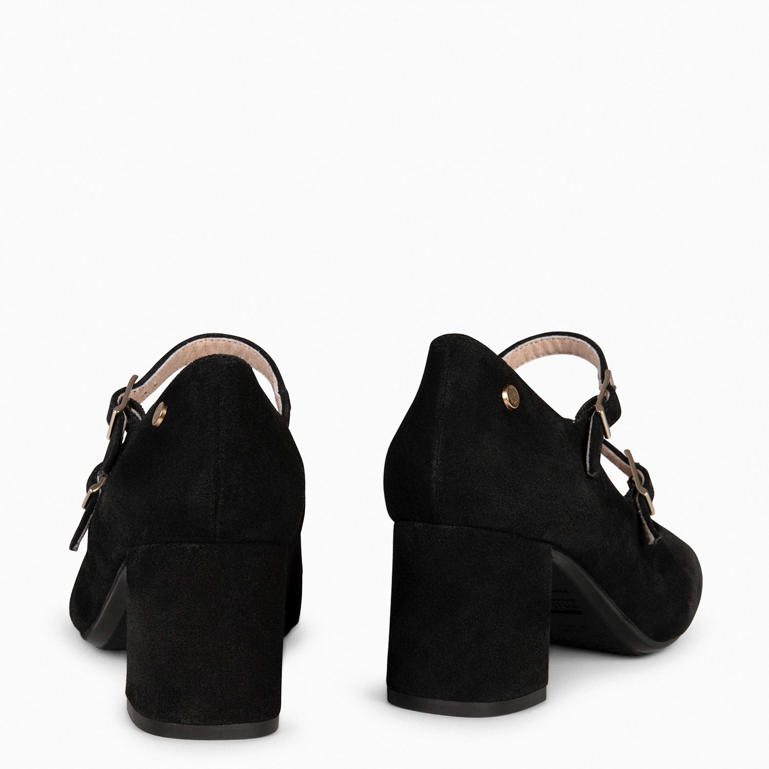 FEBRIS – BLACK leather heel with straps