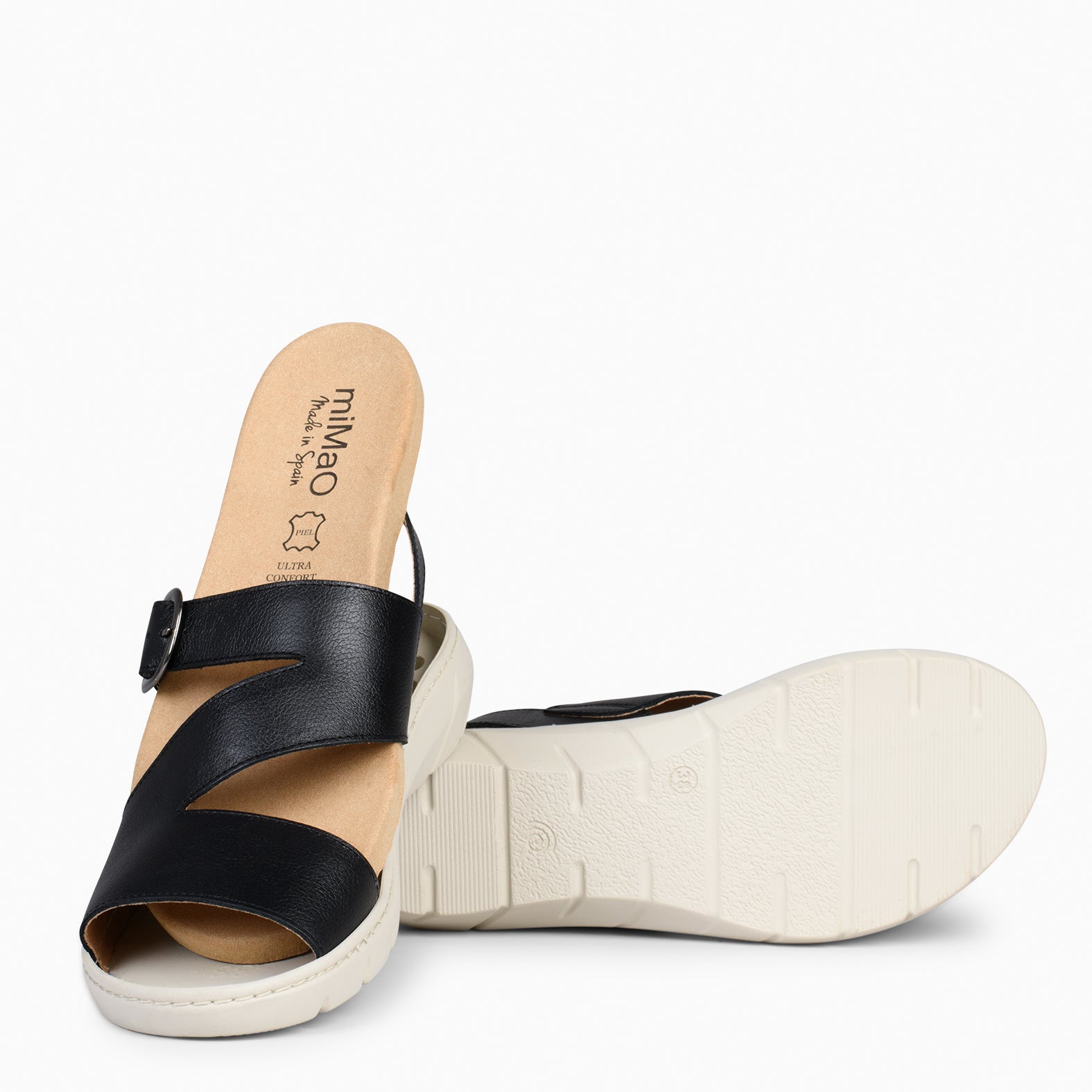NATURA - BLACK SANDALS WITH REMOVABLE INSOLE