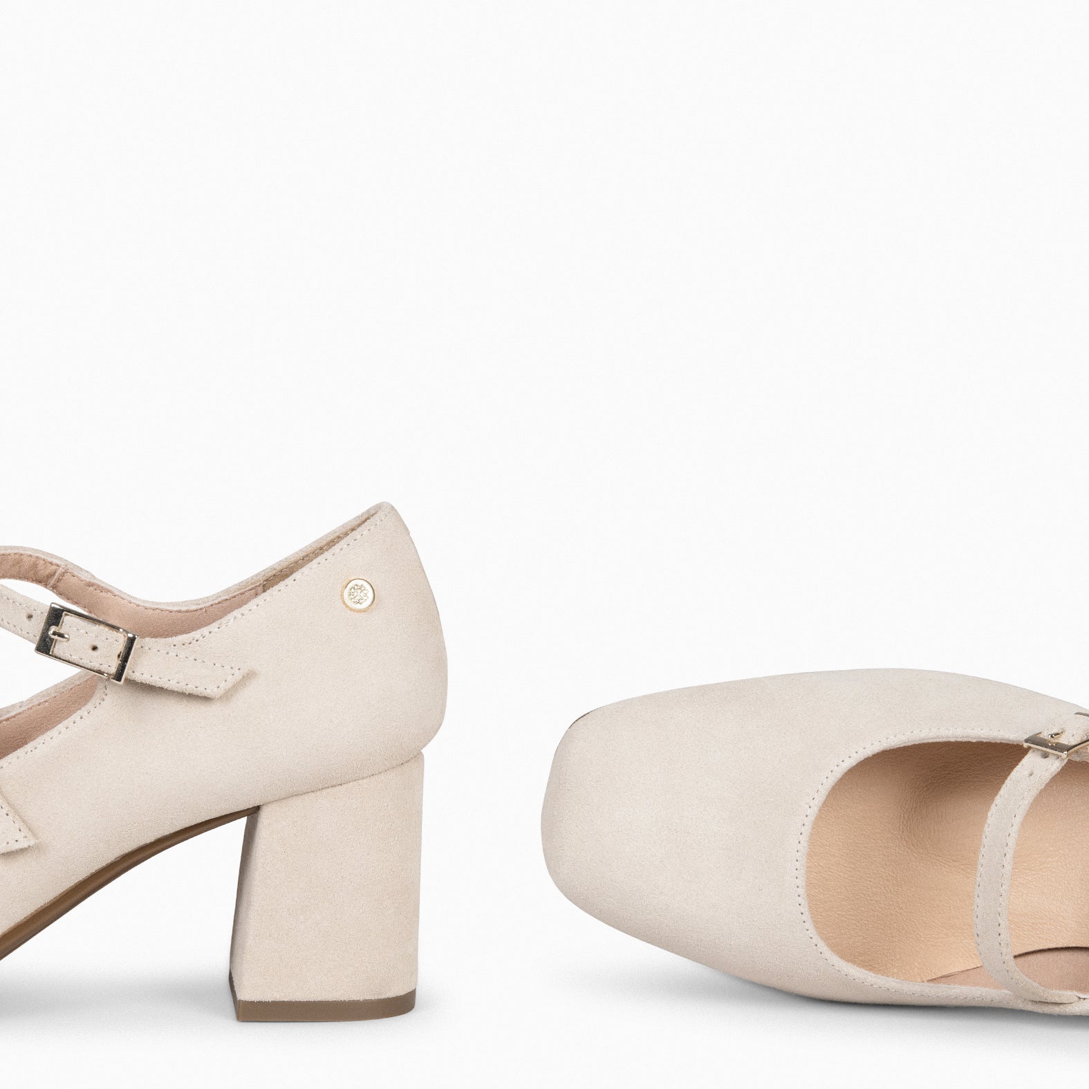 FEBRIS – BEIGE leather heel with straps