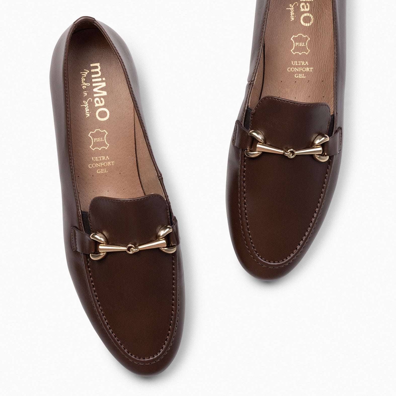 STYLE - BROWN moccasins with metallic detail 
