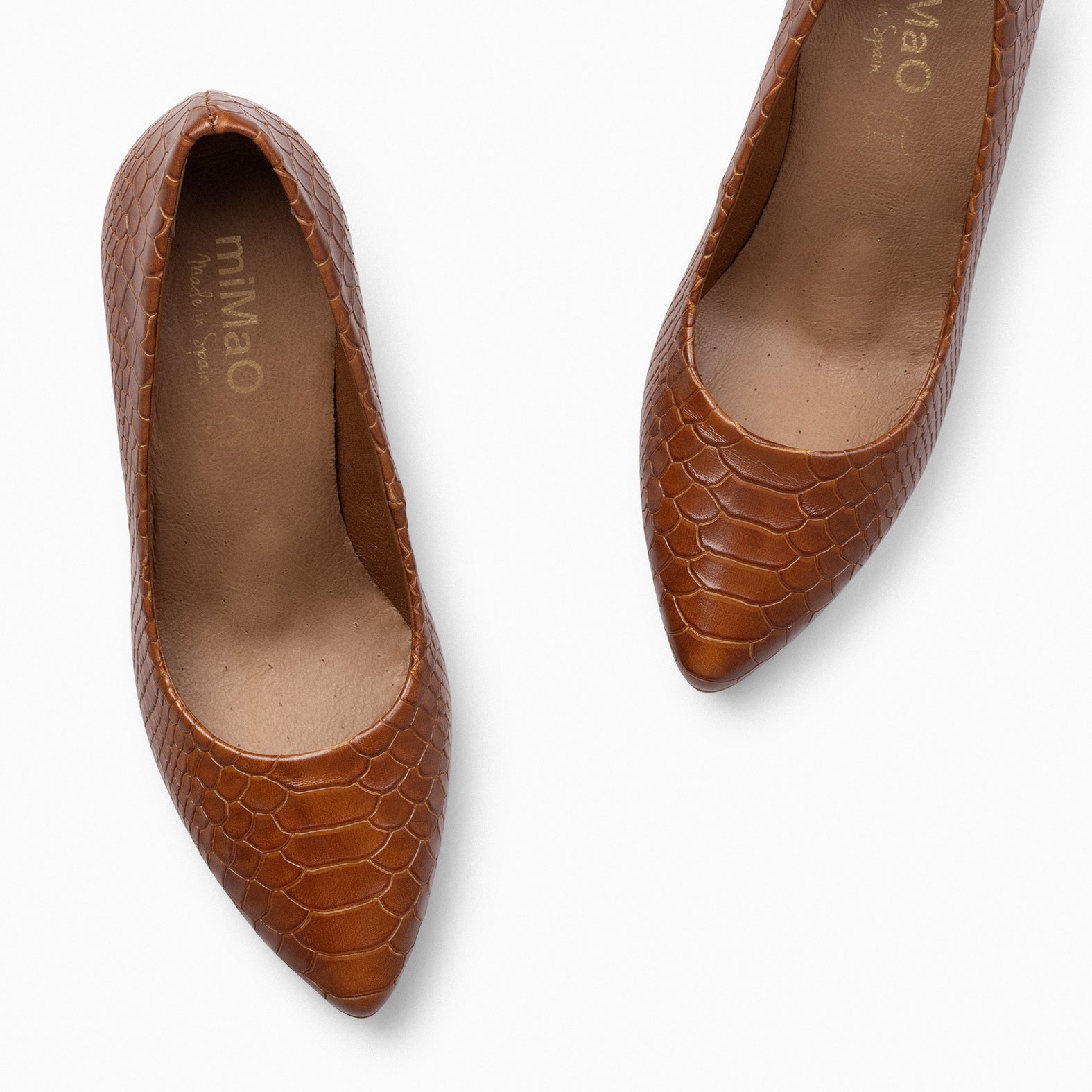 URBAN SAUVAGE – BROWN snake textured high heels