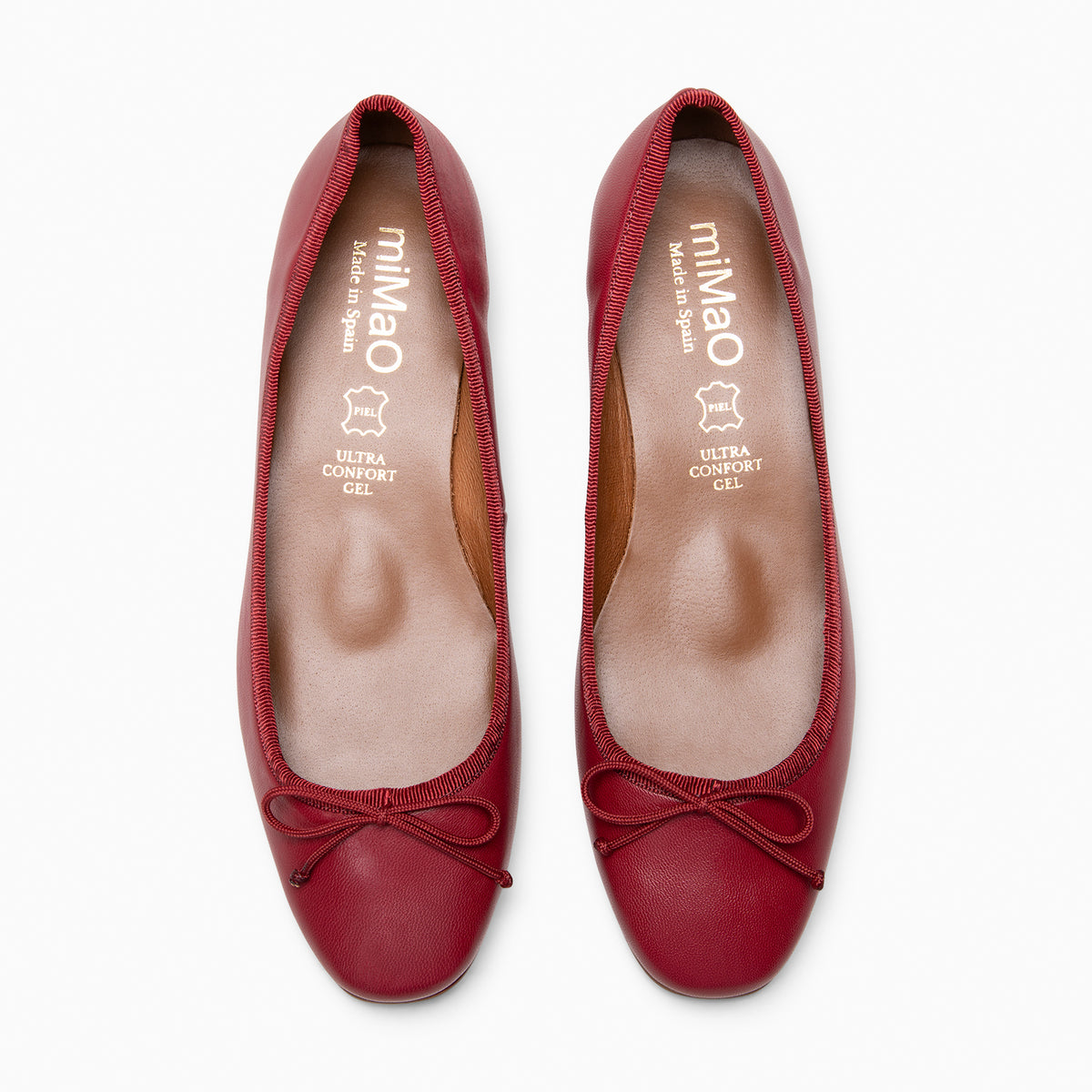 ALEXA - RED leather low heel ballerinas