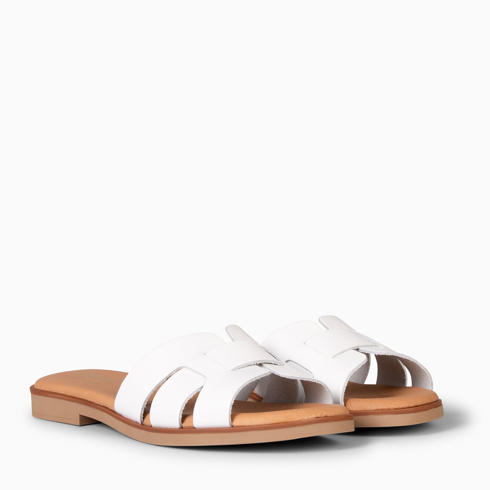 SIWA - Claquettes en cuir BLANC