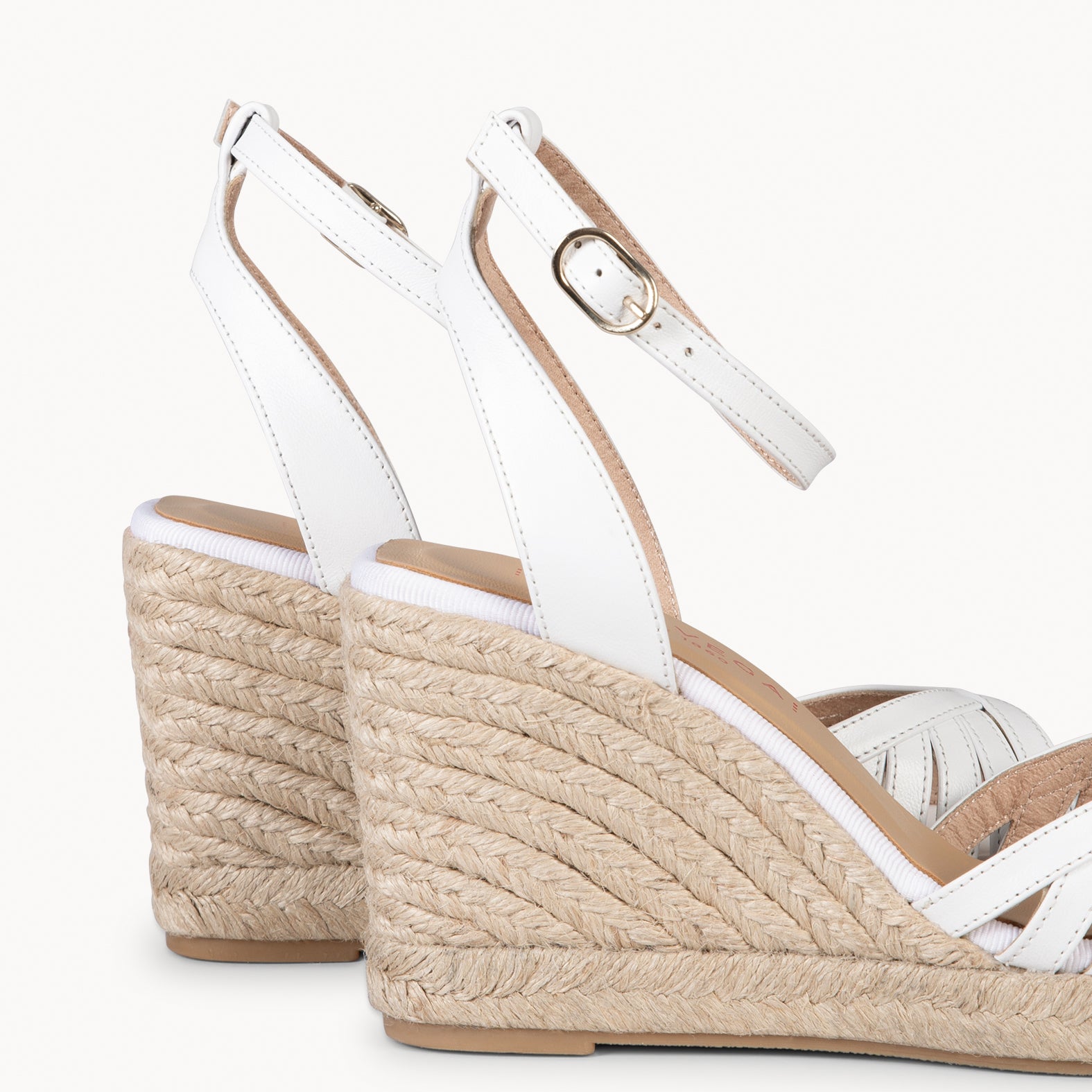 ISABEL - WHITE Wedge sandals with cross straps
