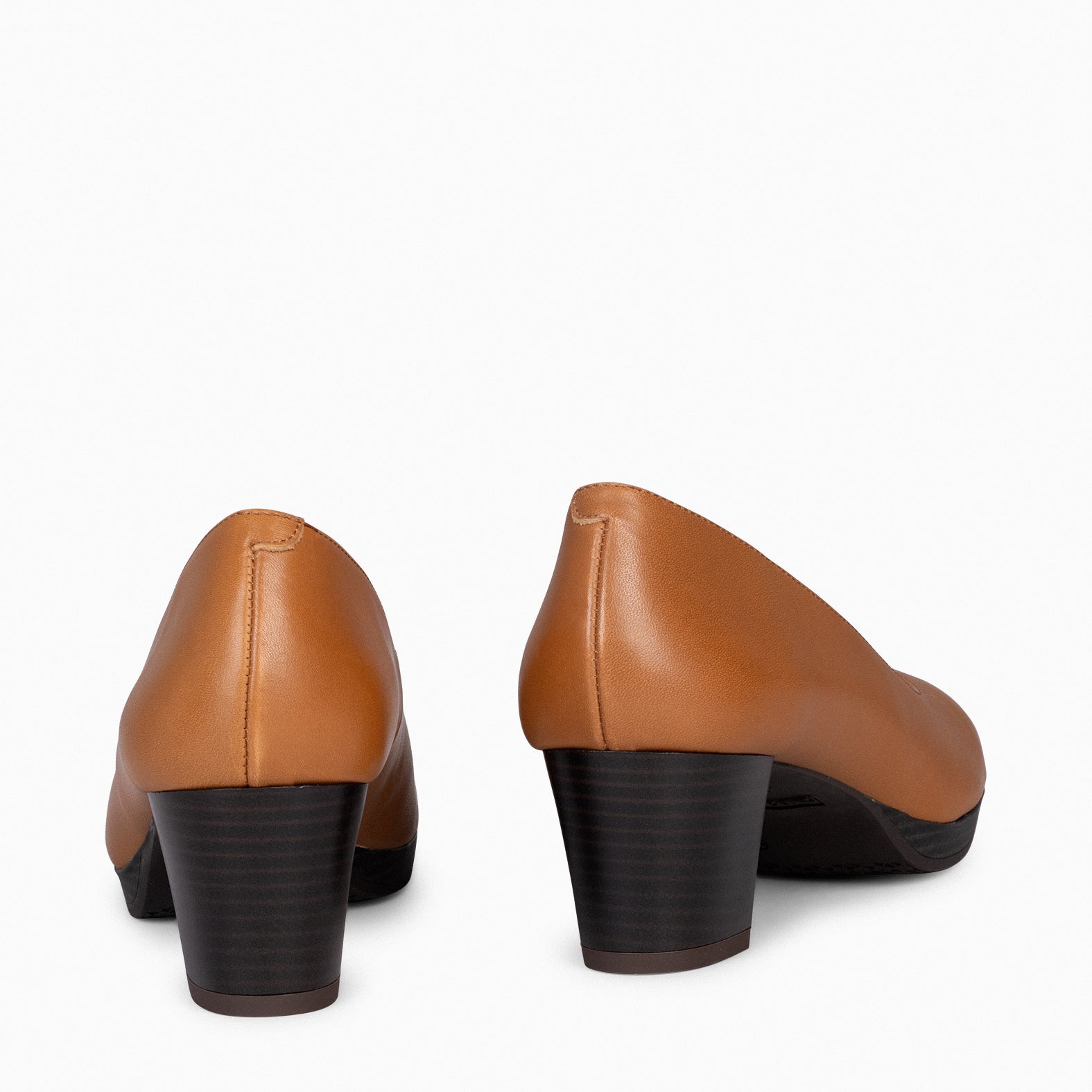 FLIGHT S - CAMEL shoes with heel and platform 
