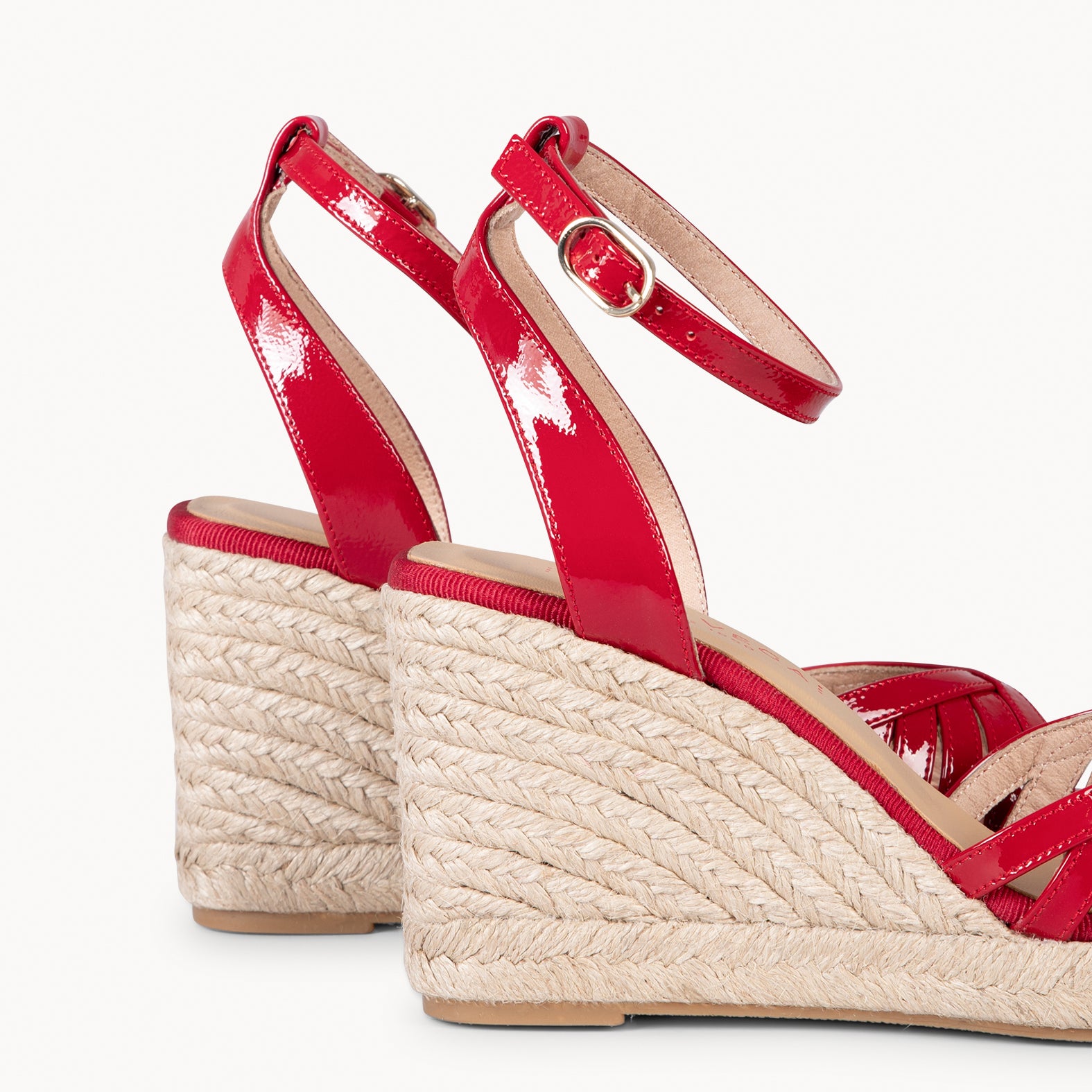 ISABEL - RED Wedge sandals with cross straps