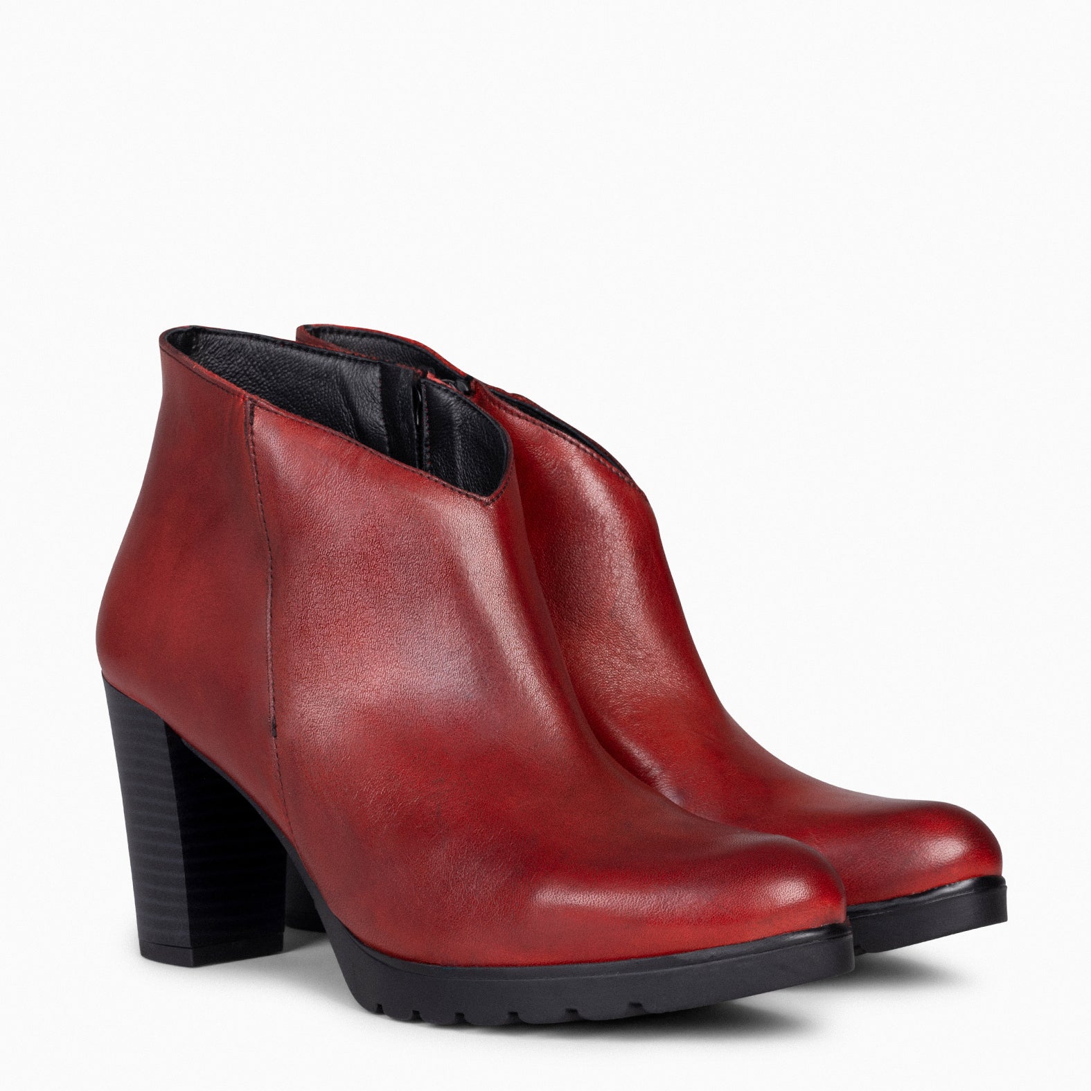 CLASSIC - BURGUNDY Women's Ankle Boots with heel