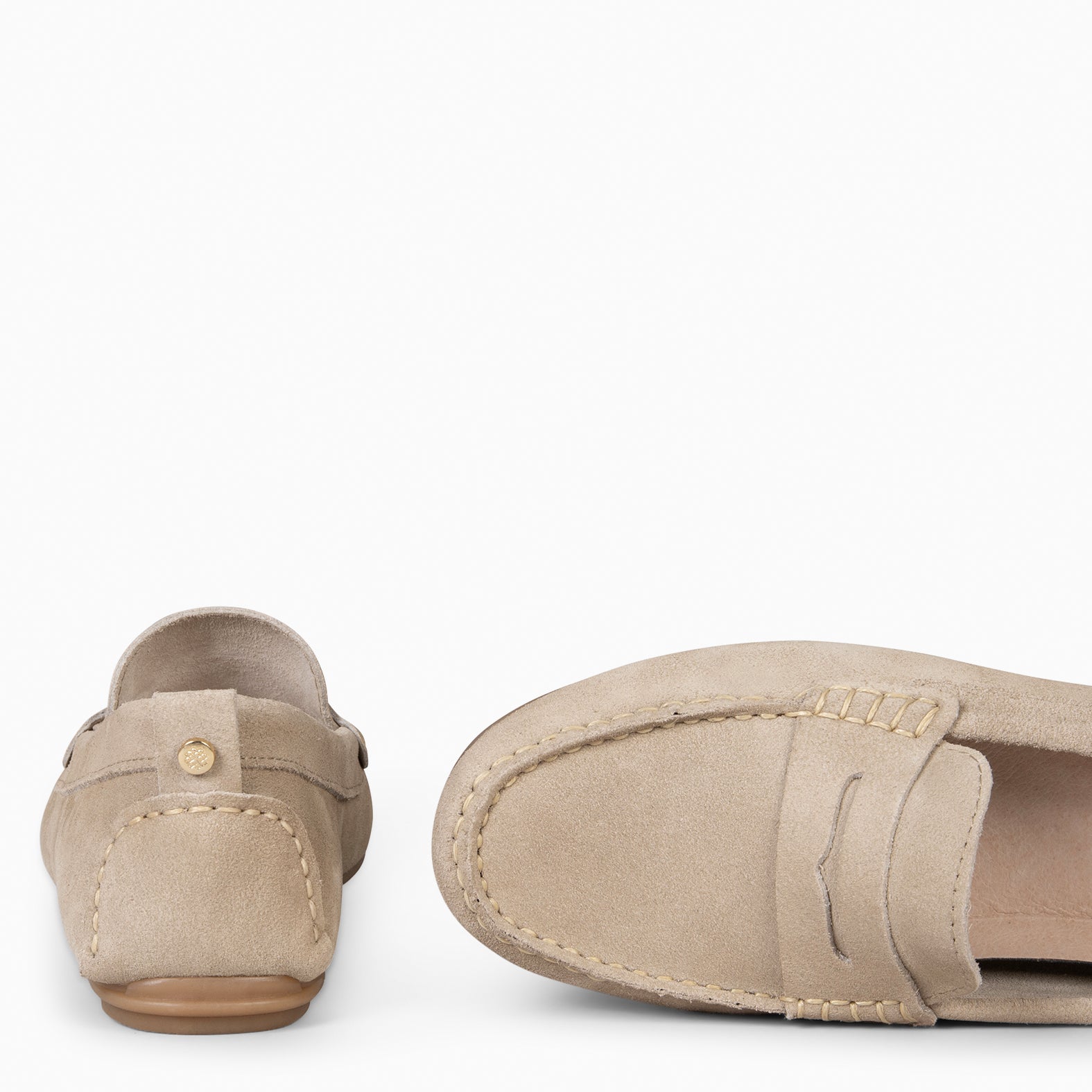 MONTEZ - BEIGE FLAT MOCCASINS WITH REMOVABLE INSOLE 