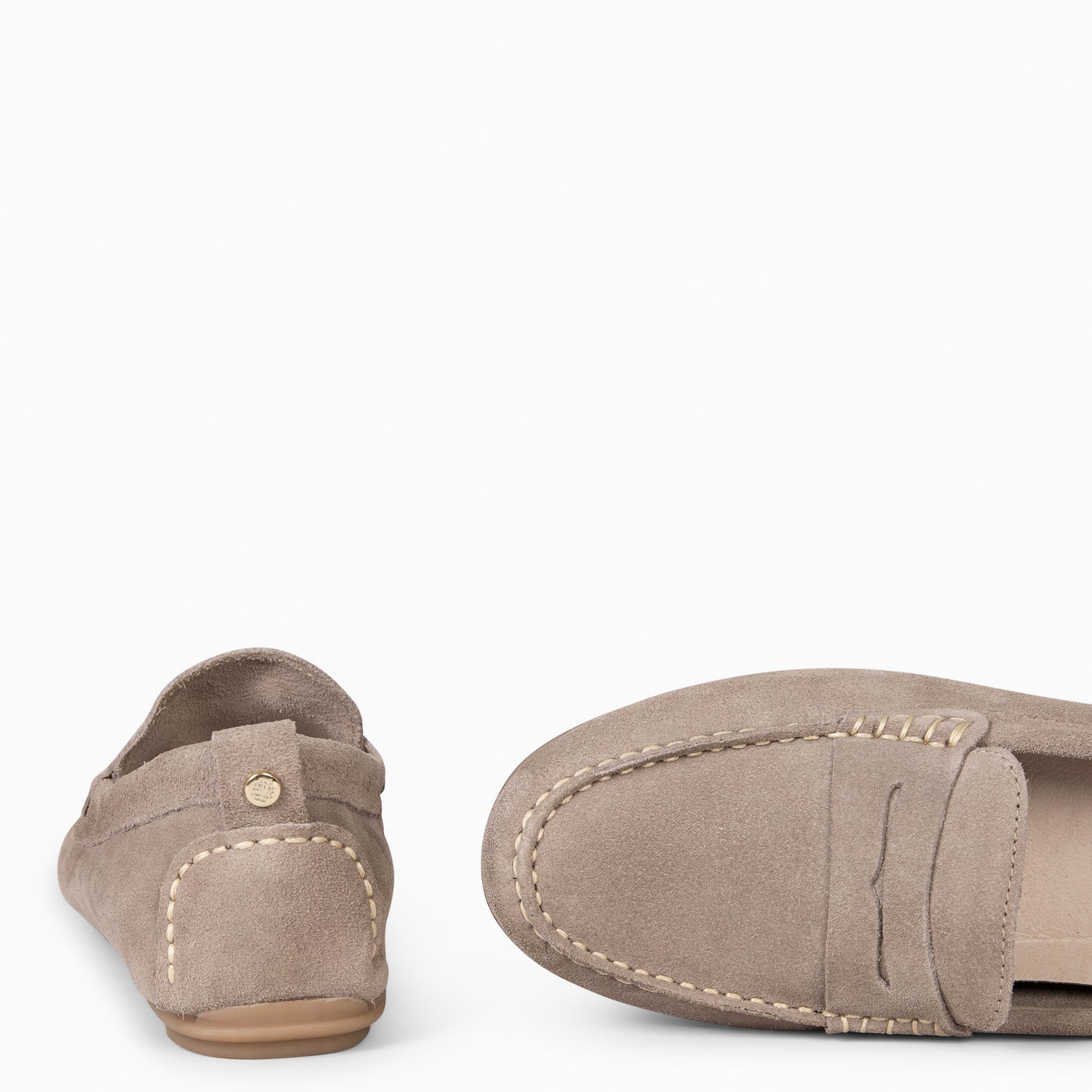 MONTEZ - GREY FLAT MOCCASINS WITH REMOVABLE INSOLE 