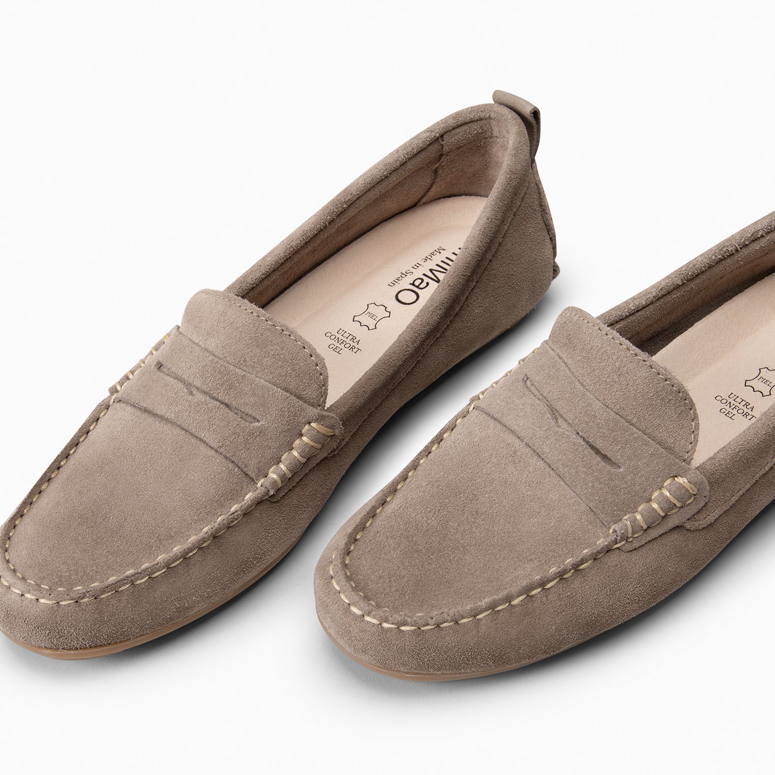MONTEZ - GREY FLAT MOCCASINS WITH REMOVABLE INSOLE 