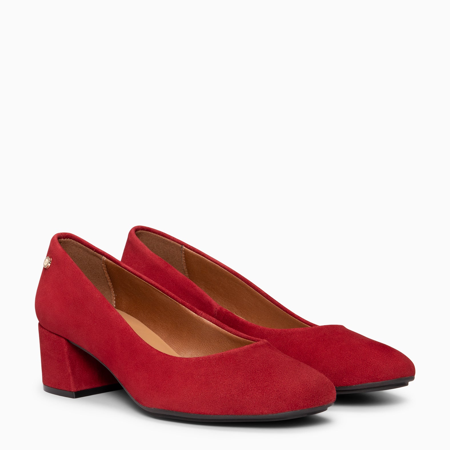 URBAN ROUND - BURGUNDY suede leather low heels