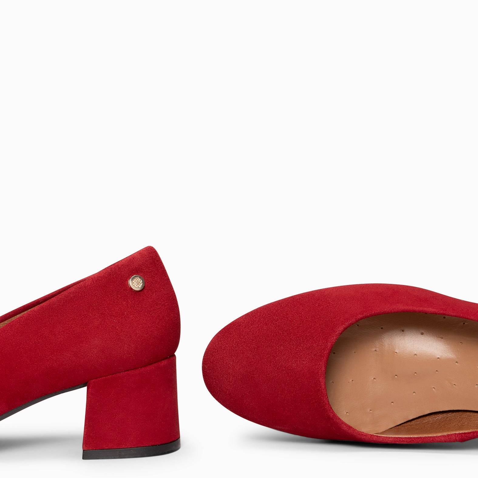 URBAN ROUND - BURGUNDY suede leather low heels