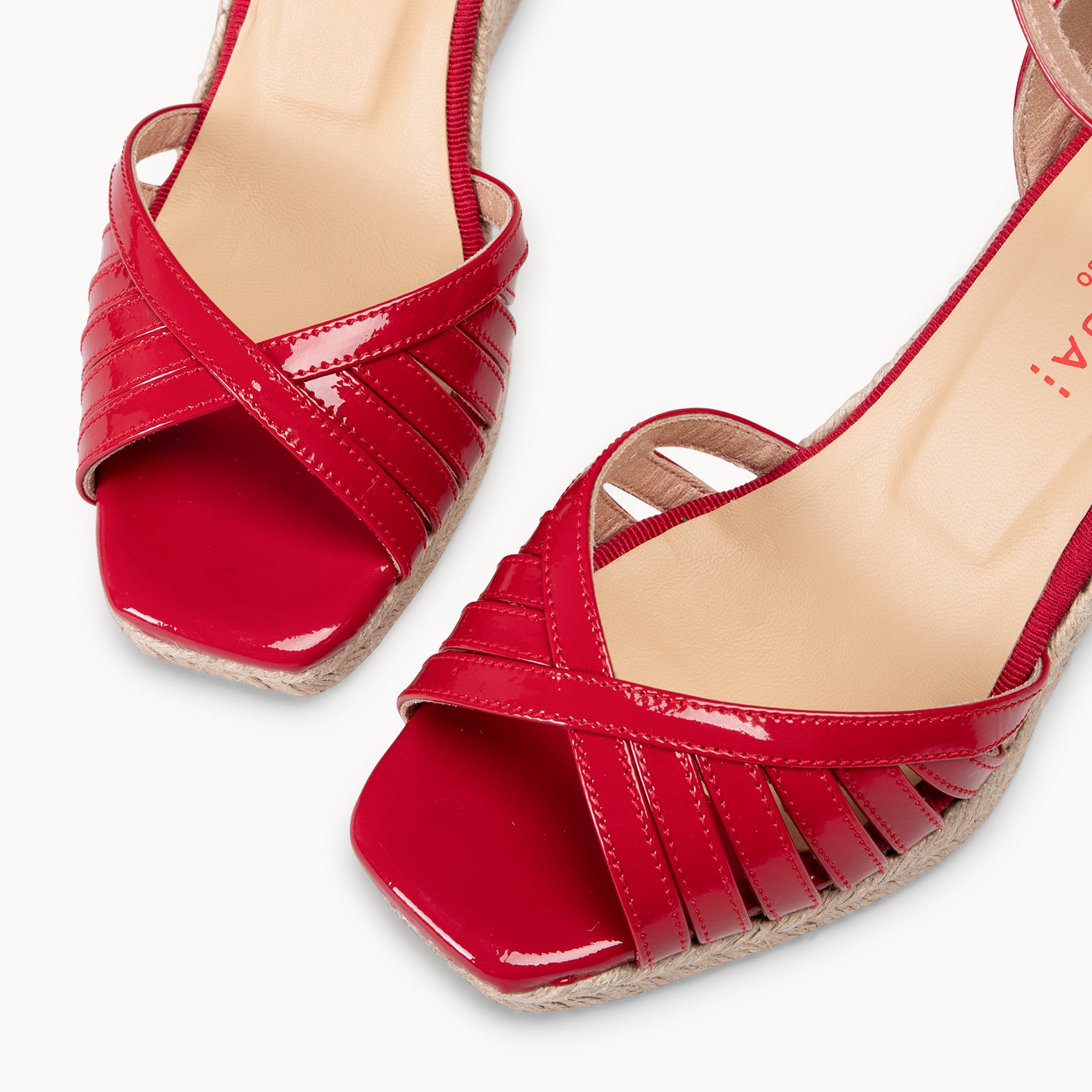ISABEL - RED Wedge sandals with cross straps