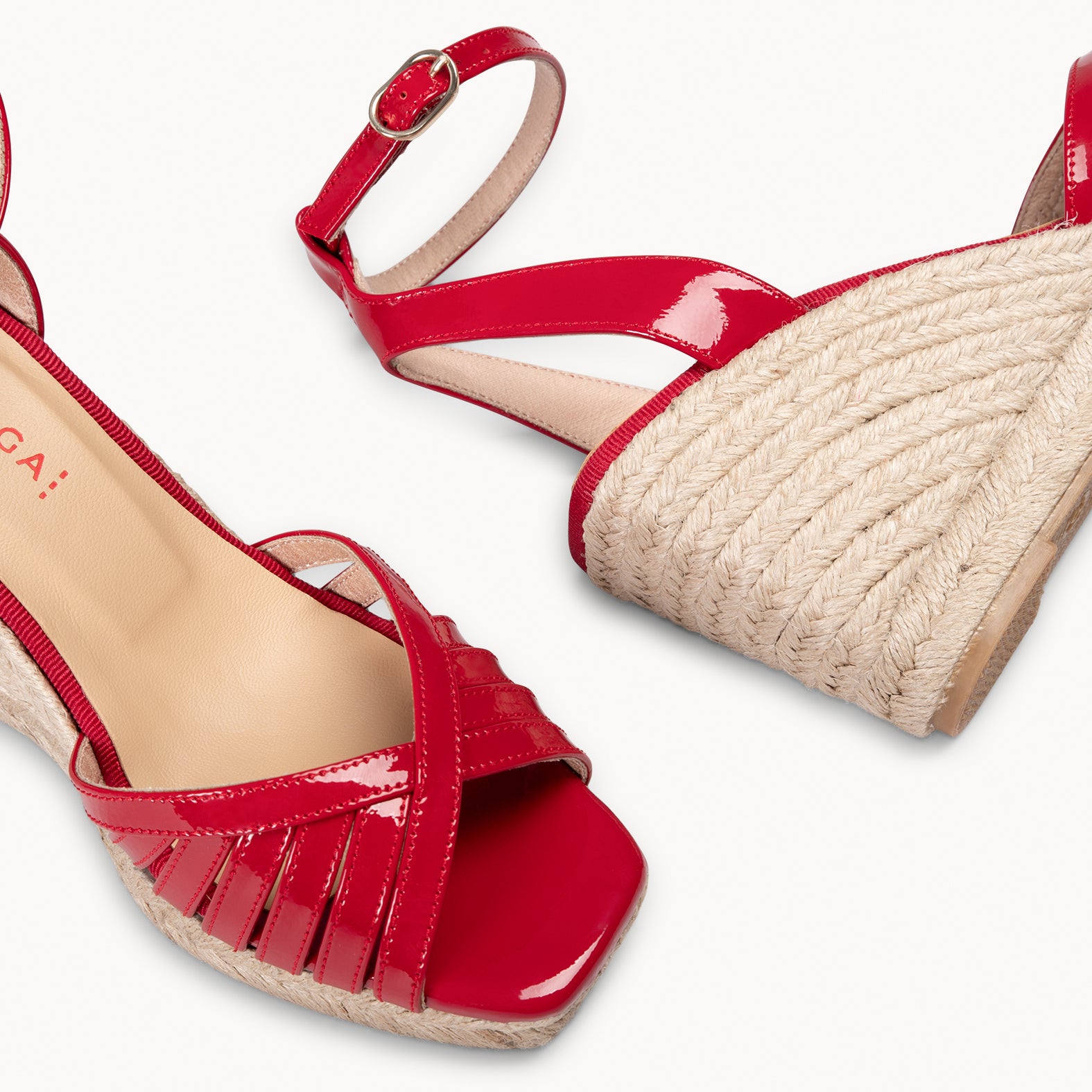 ISABEL - RED Wedge sandals with cross straps