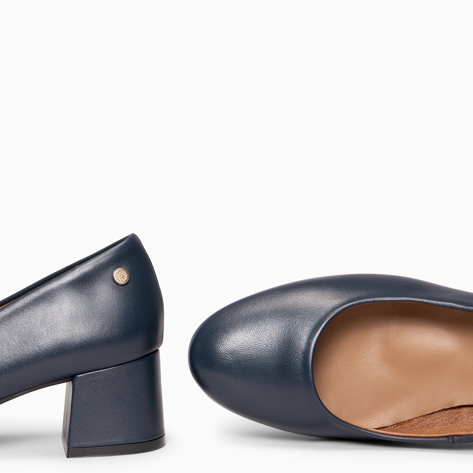 URBAN ROND SALON - Escarpins à petit talon en cuir BLEU MARINE