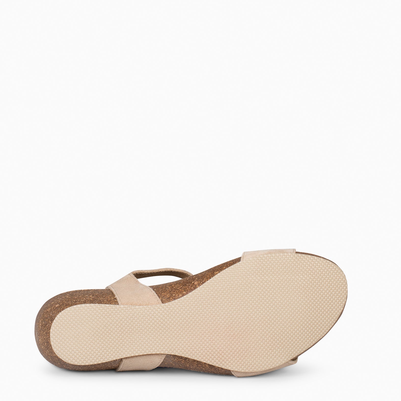 OAK - CAMEL  BIO Suede wedge sandals 