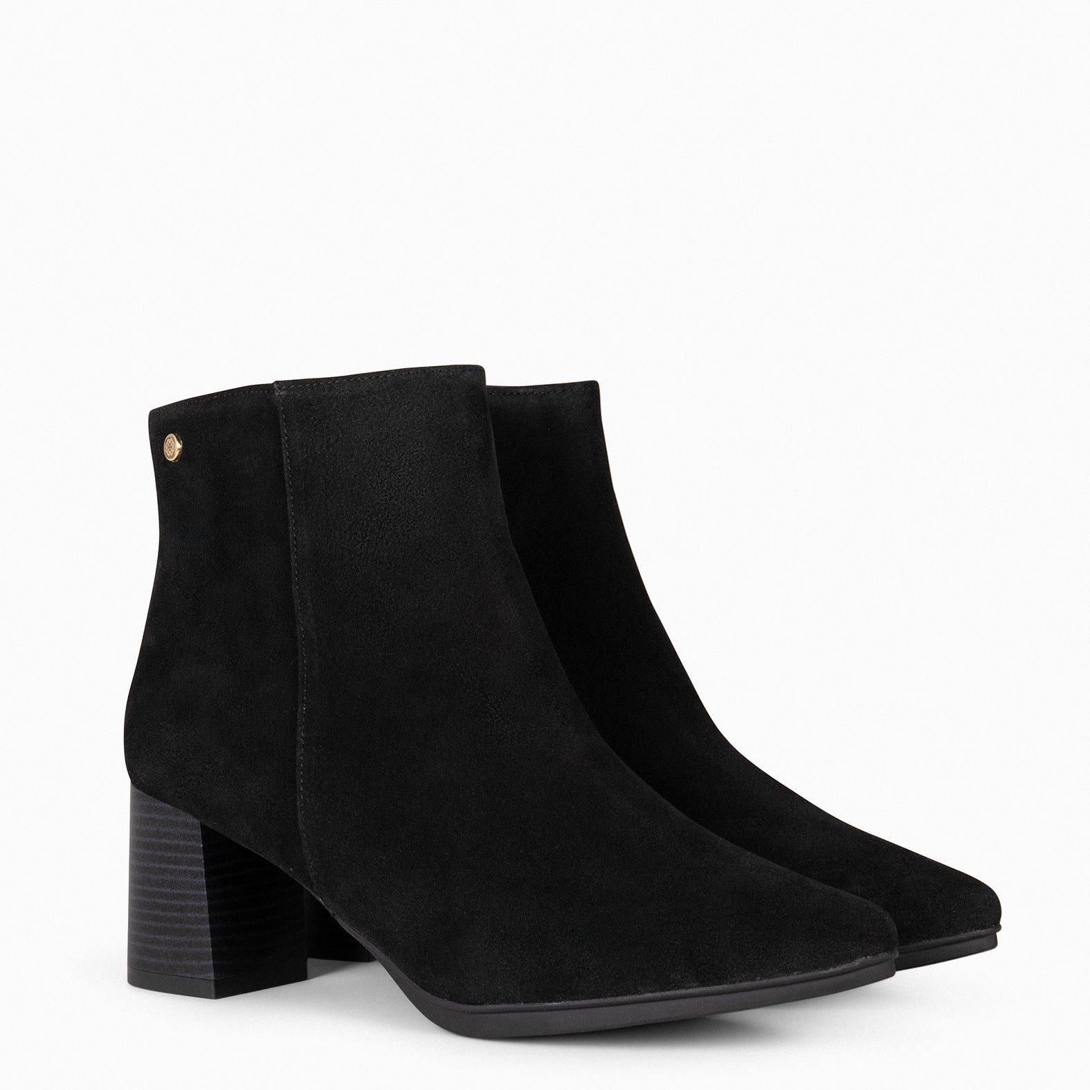 CITY – Bottines en daim à talon large NOIR