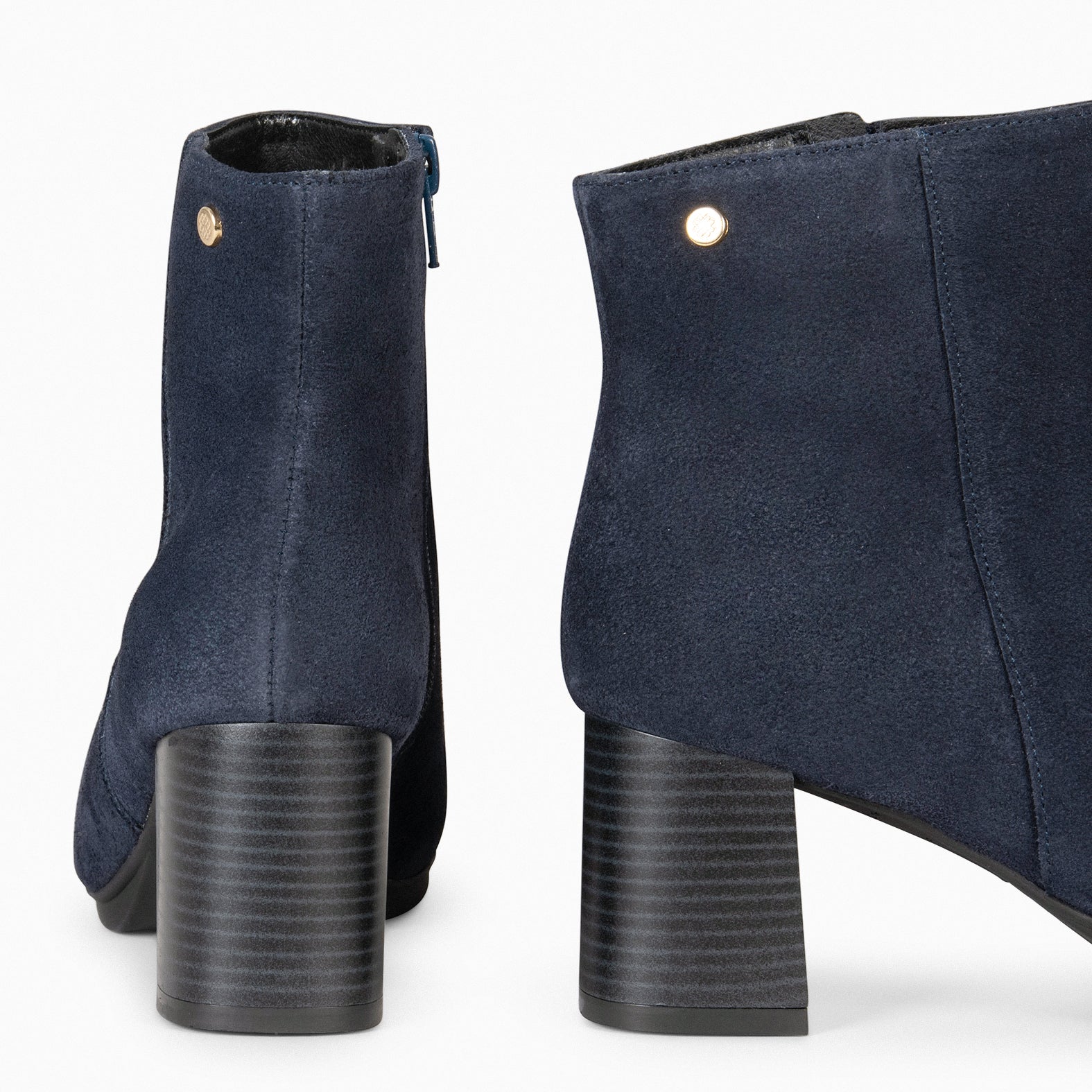 CITY – NAVY Booties with wide heel and fine toe