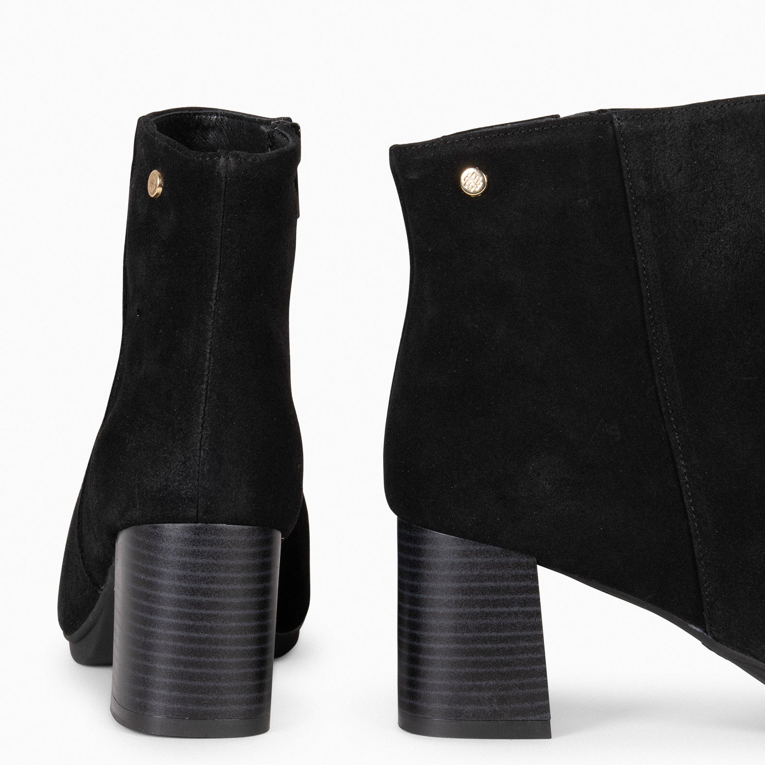 CITY – Bottines en daim à talon large NOIR