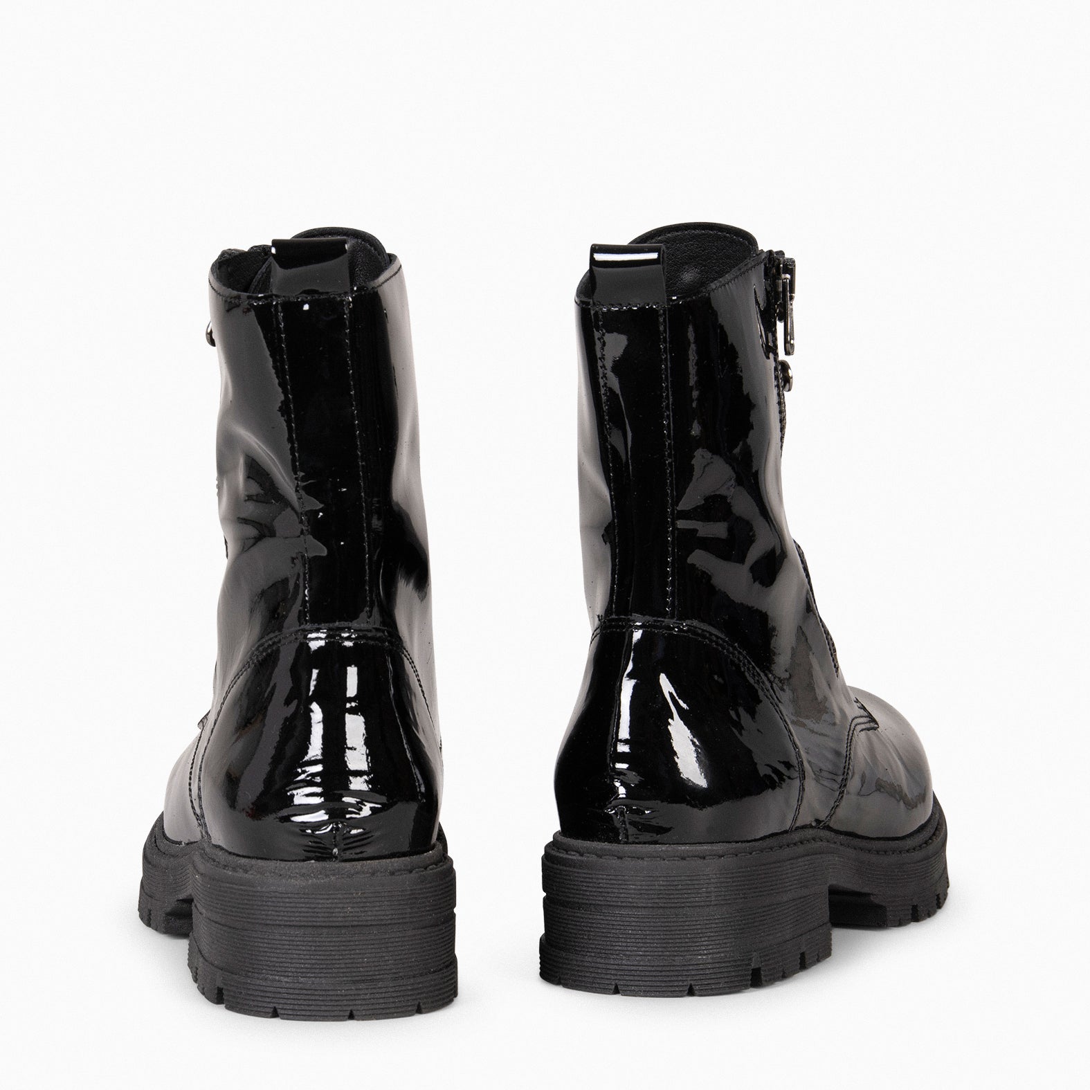 MILITAR – Botas militares de mujer CHAROL NEGRO