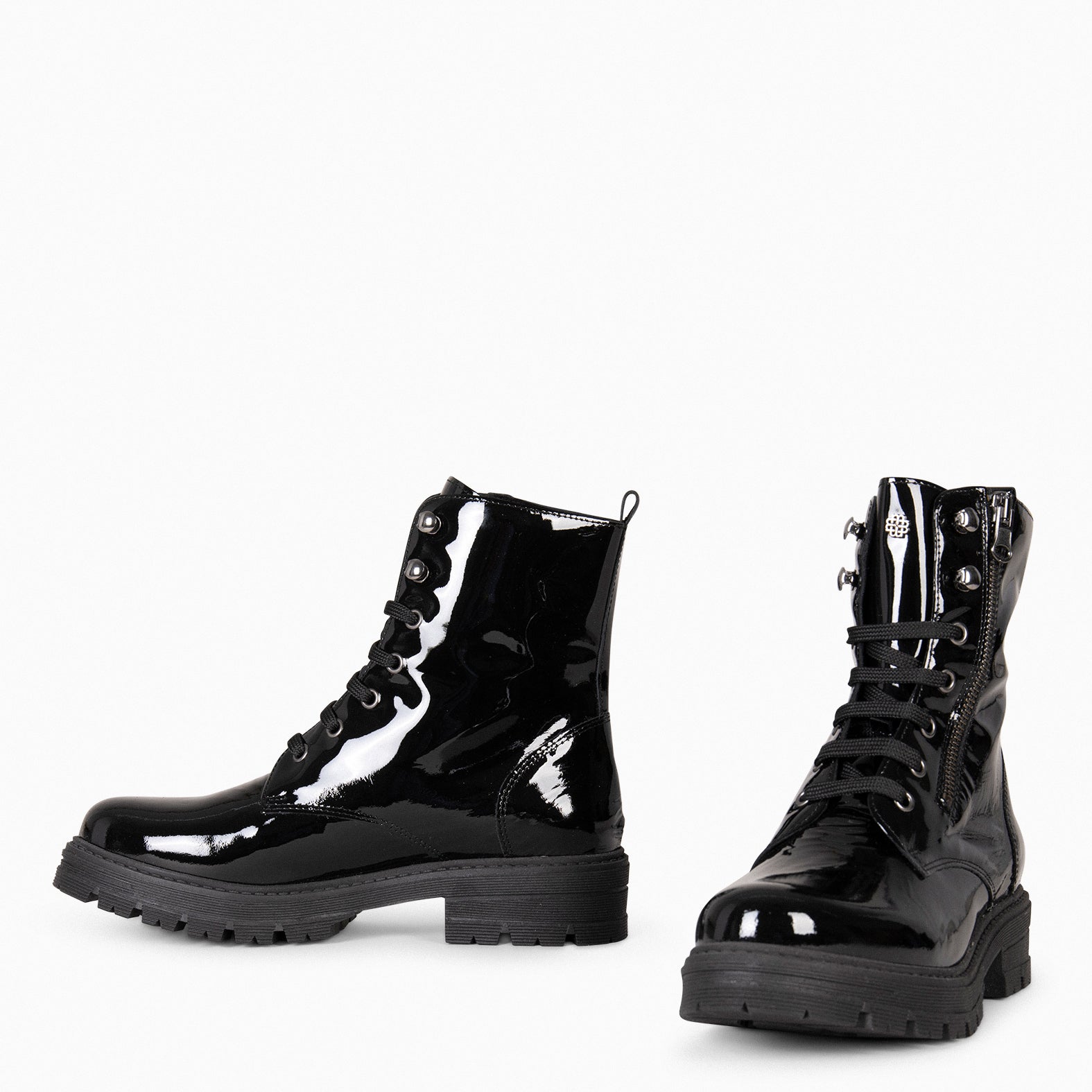 MILITAR – Botas militares de mujer CHAROL NEGRO