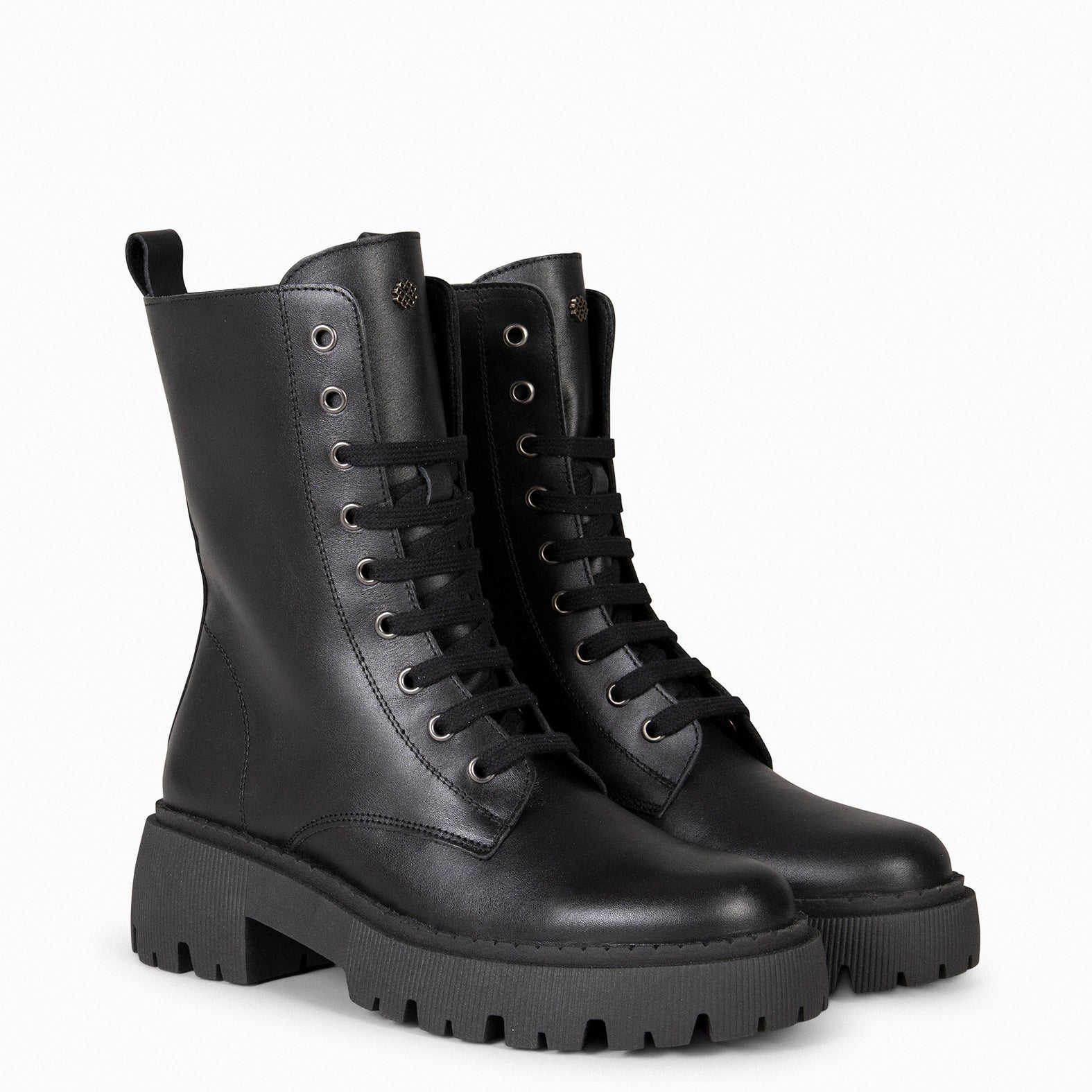 HALEN – BLACK Military boots with track platform