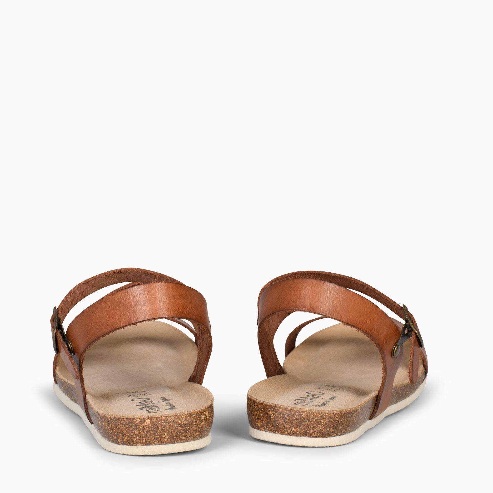 LIS – Sandales en cuir MARRON et liège