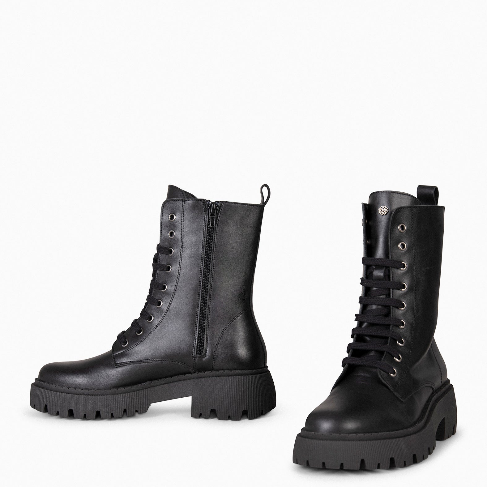 HALEN – BLACK Military boots with track platform