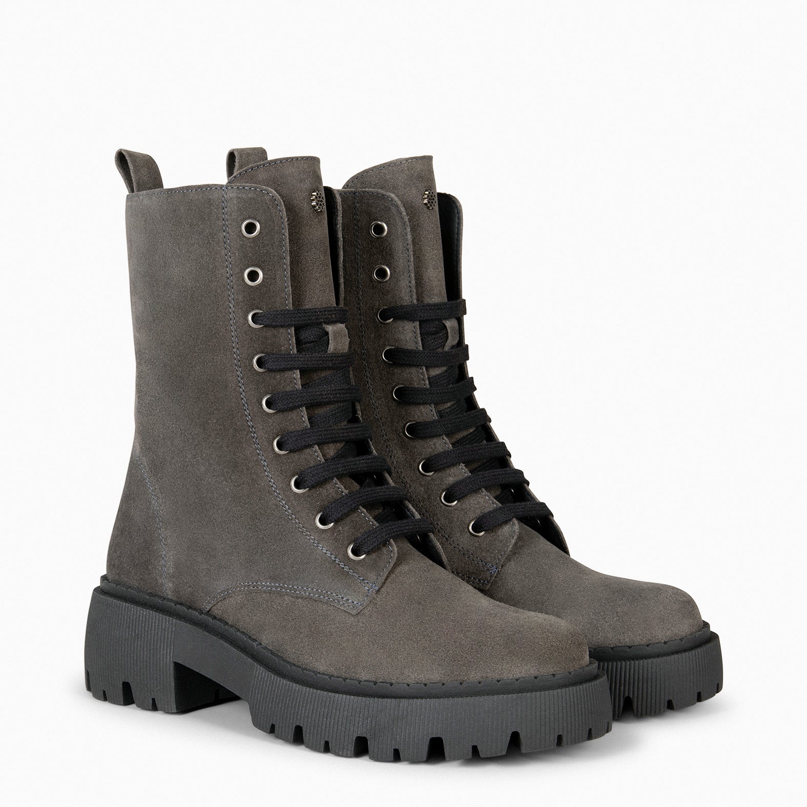 HALEN – GREY Military boots with track platform