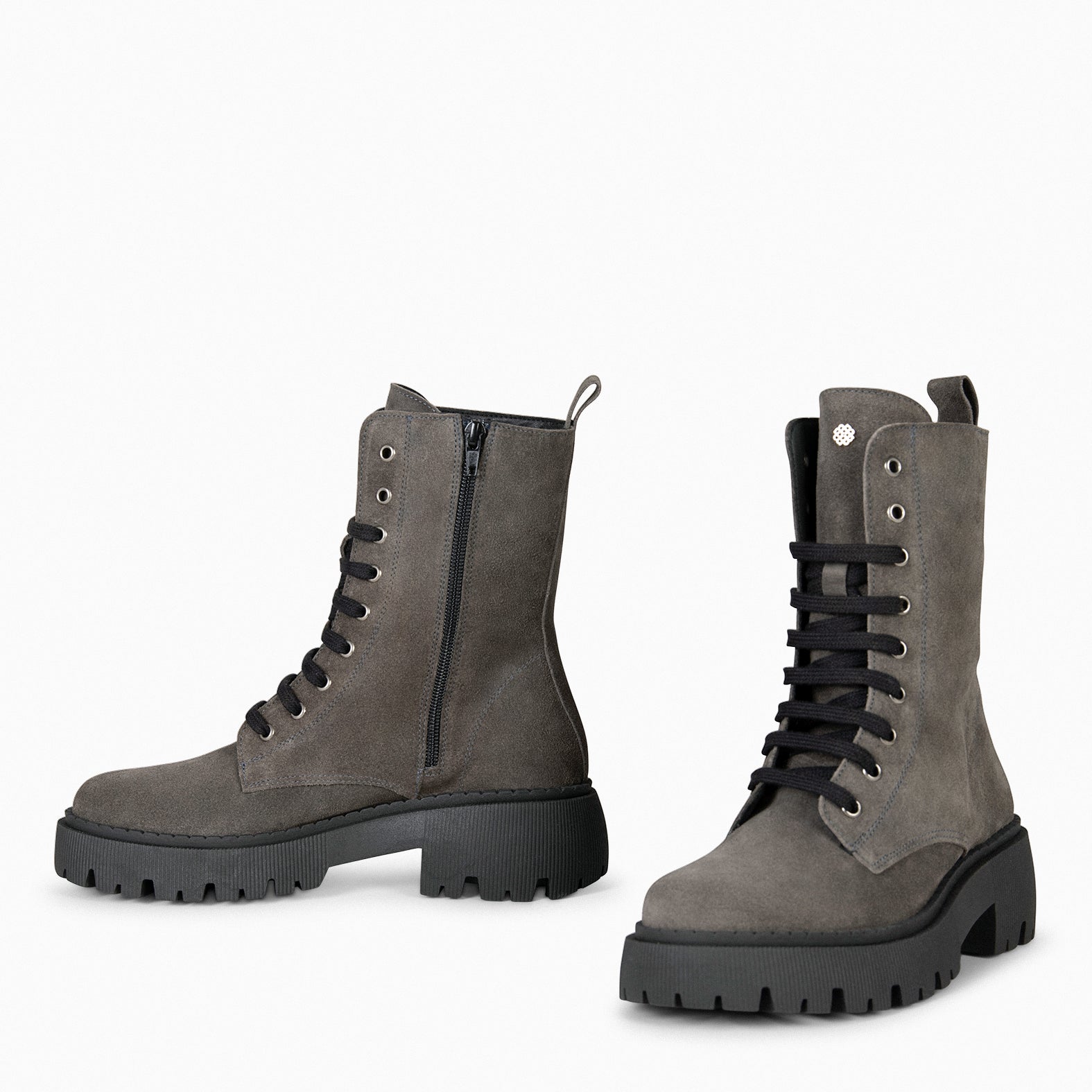 HALEN – GREY Military boots with track platform