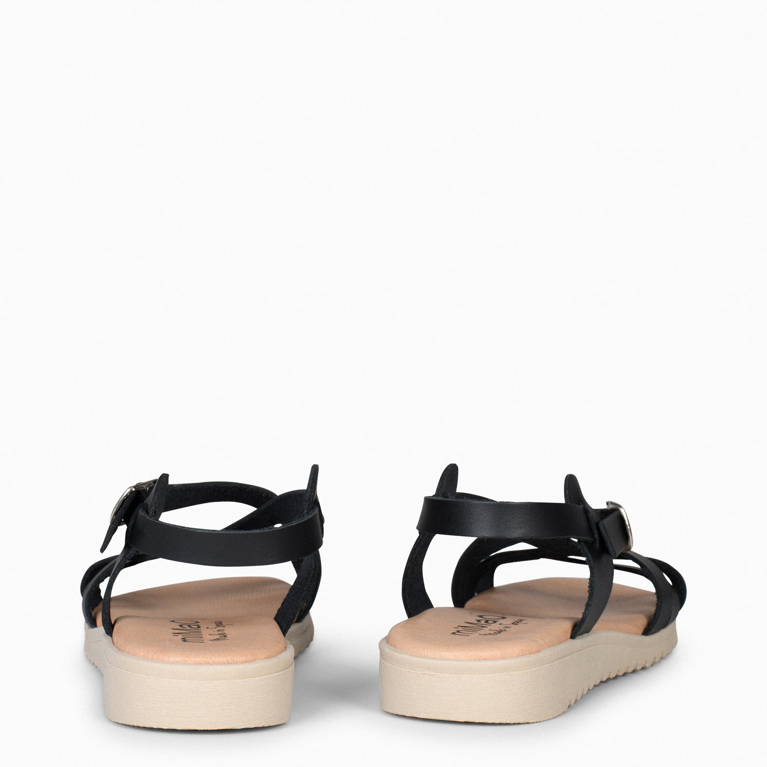SPIRIT – BLACK  Flat sandal with crossed strap