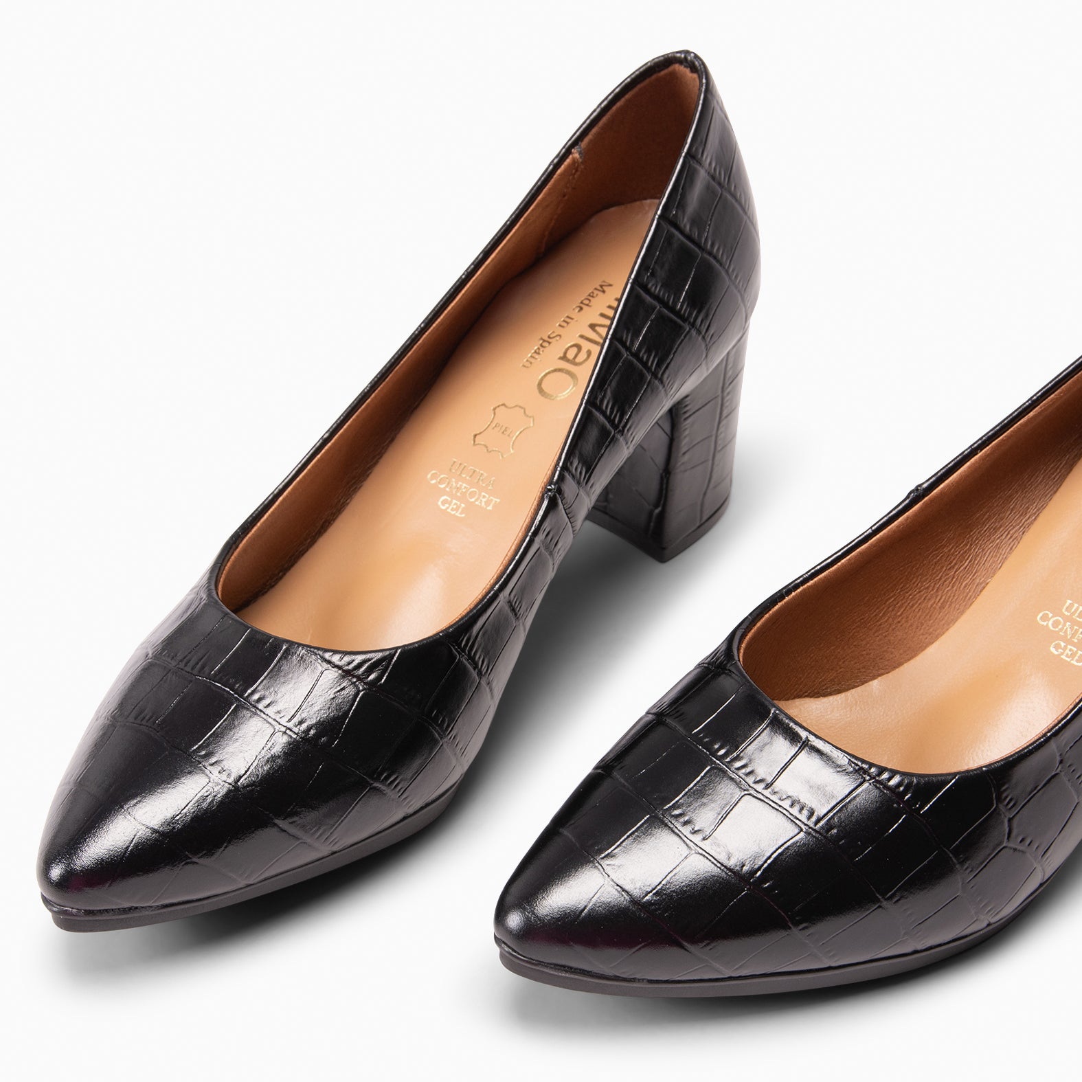 URBAN S SAUVAGE - Escarpins en cuir texturisé NOIR