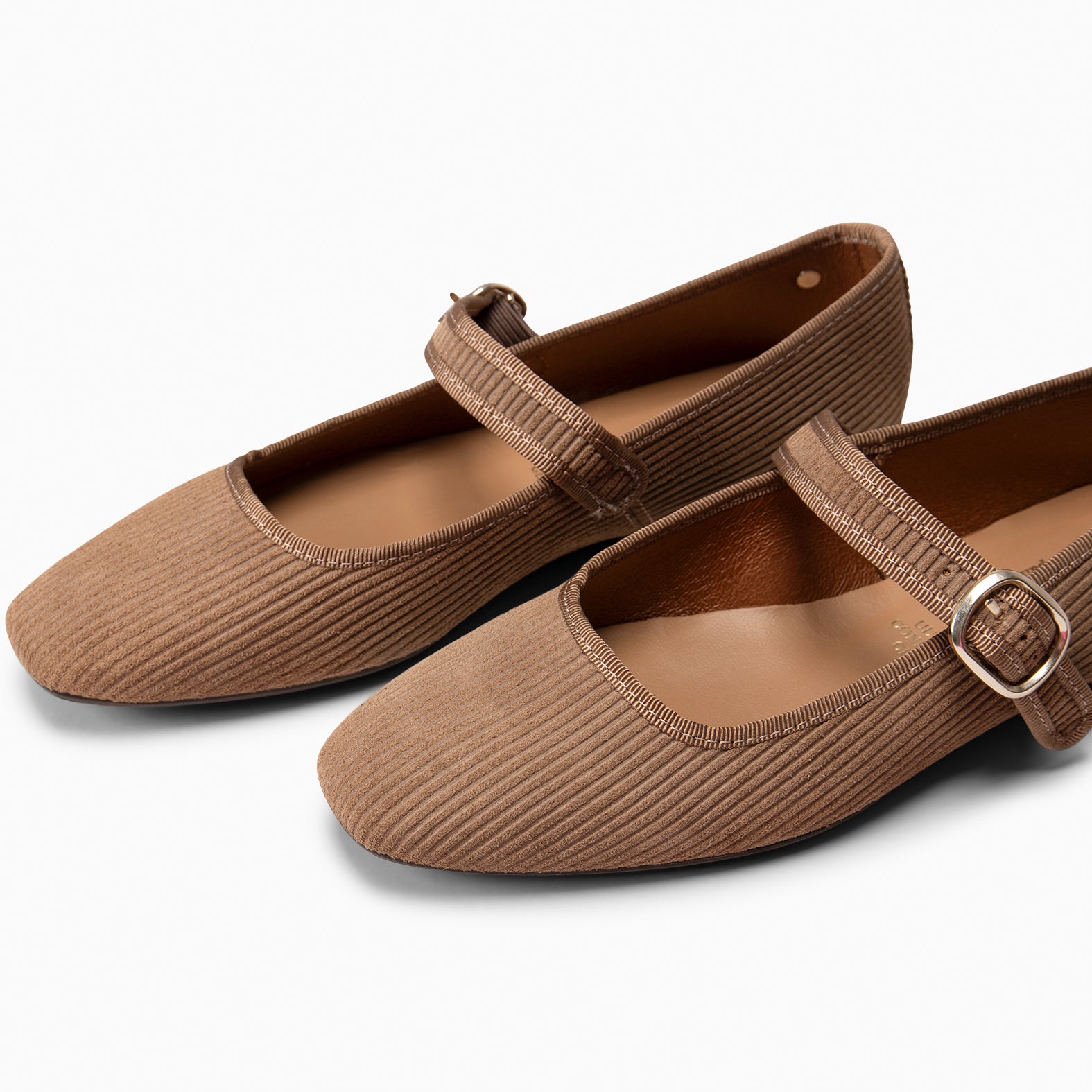 LARA - Merceditas con tira de serraje efecto pana TAUPE