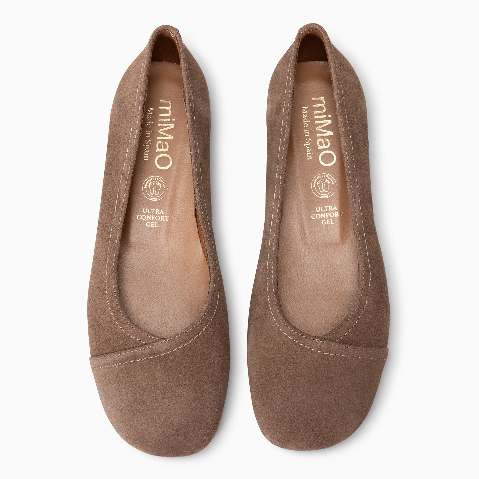 PLUMA - Bailarina baresoft de serraje TAUPE