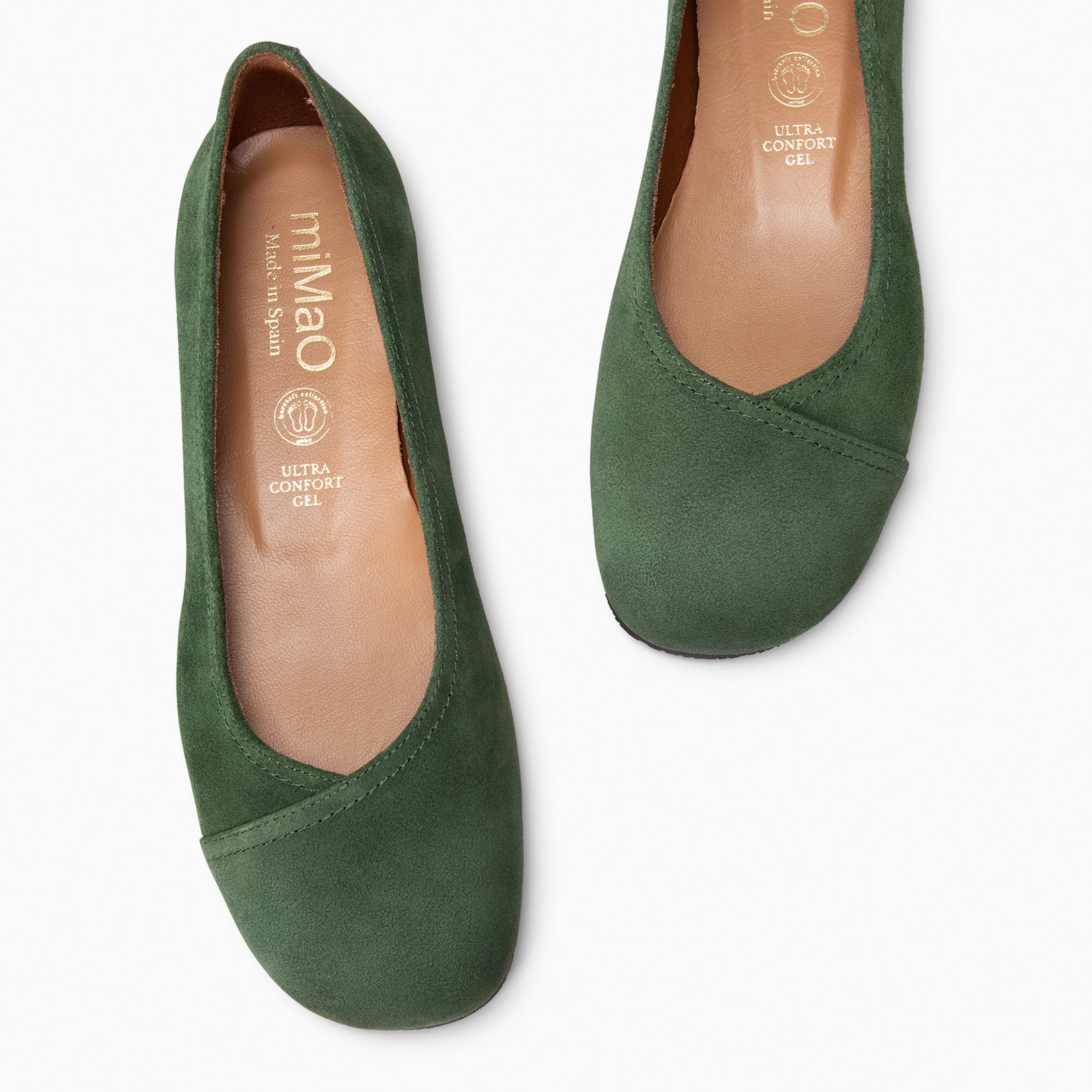 PLUMA - Bailarina baresoft de serraje en VERDE