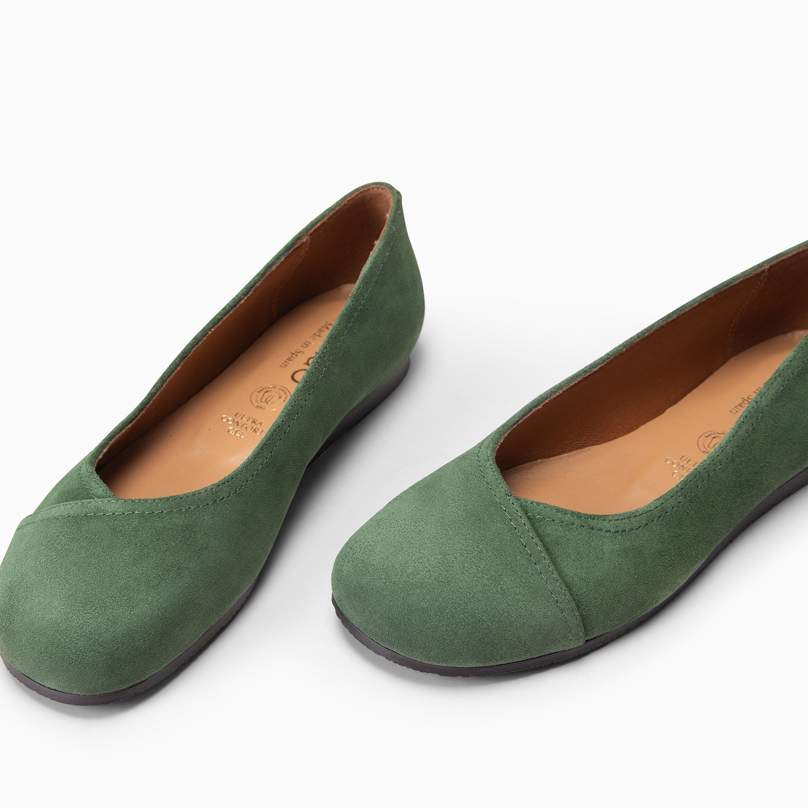 PLUMA - Bailarina baresoft de serraje en VERDE